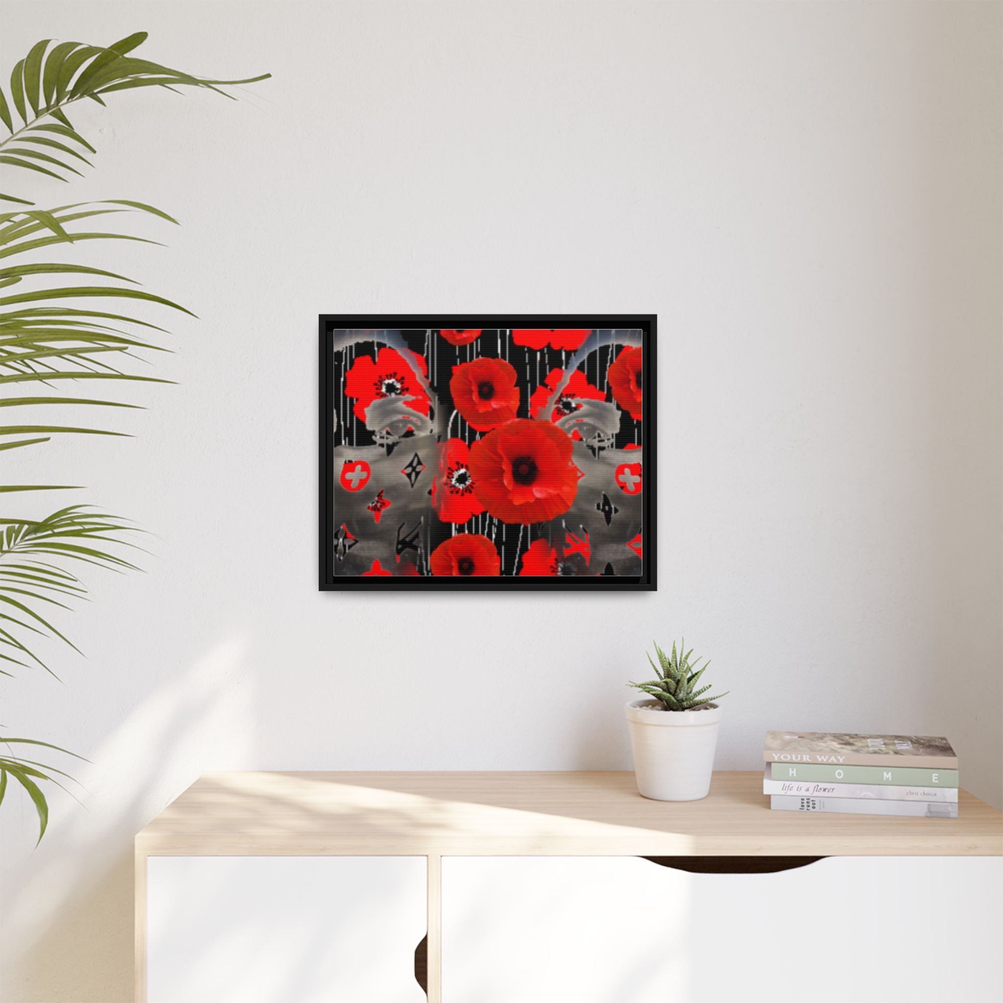 Framed Poppy Canvas Art — Bold Red Floral Wall Decor