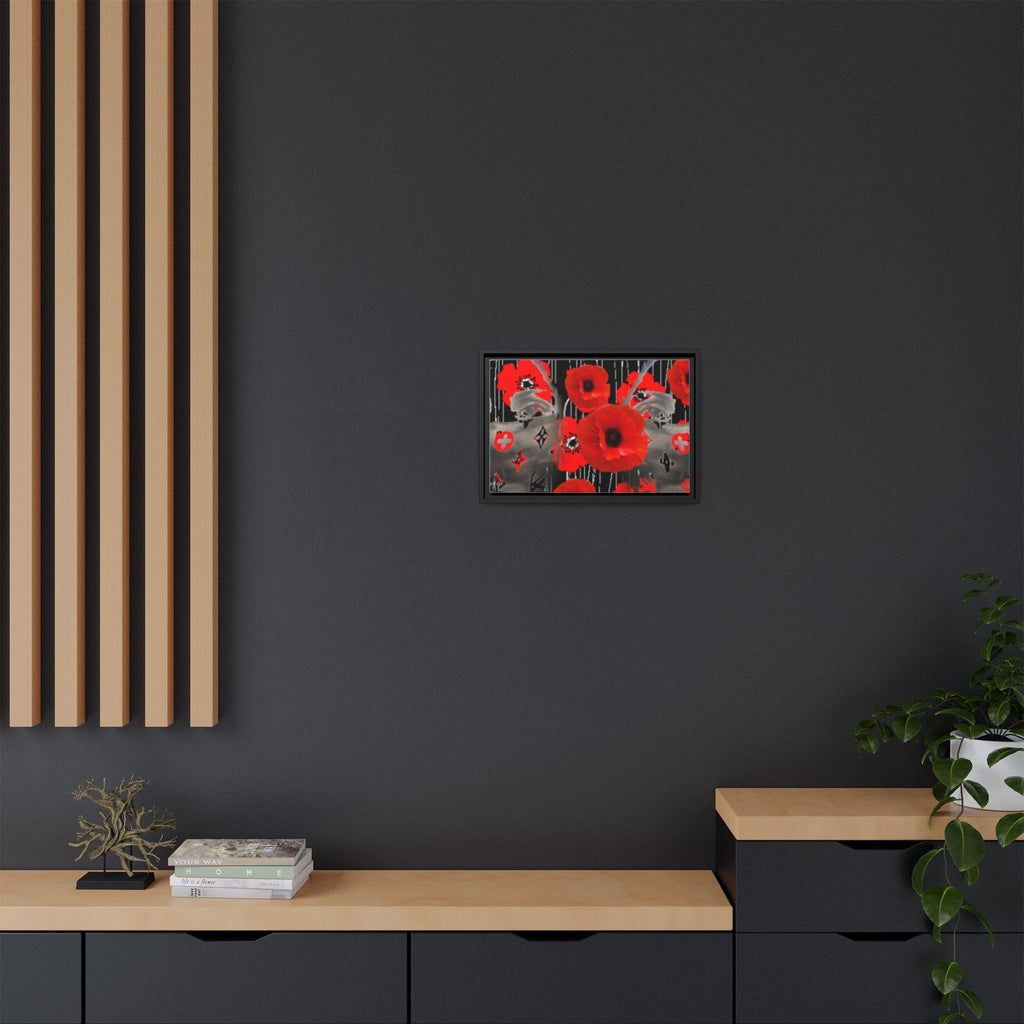 Framed Poppy Canvas Art — Bold Red Floral Wall Decor