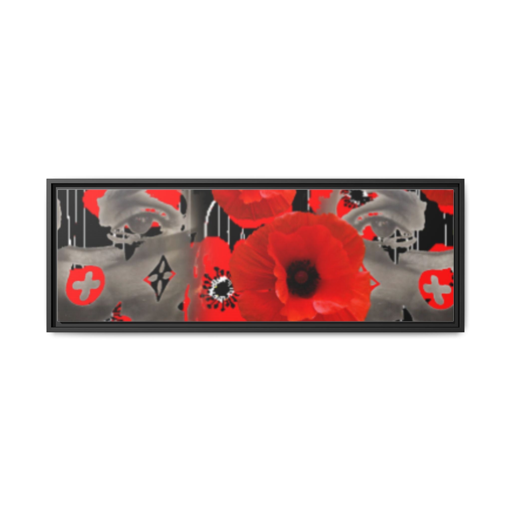 Framed Poppy Canvas Art — Bold Red Floral Wall Decor