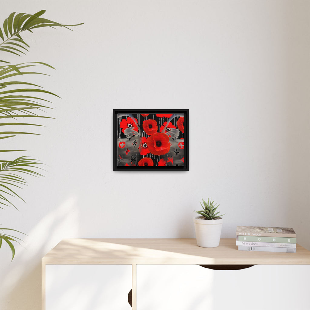 Framed Poppy Canvas Art — Bold Red Floral Wall Decor