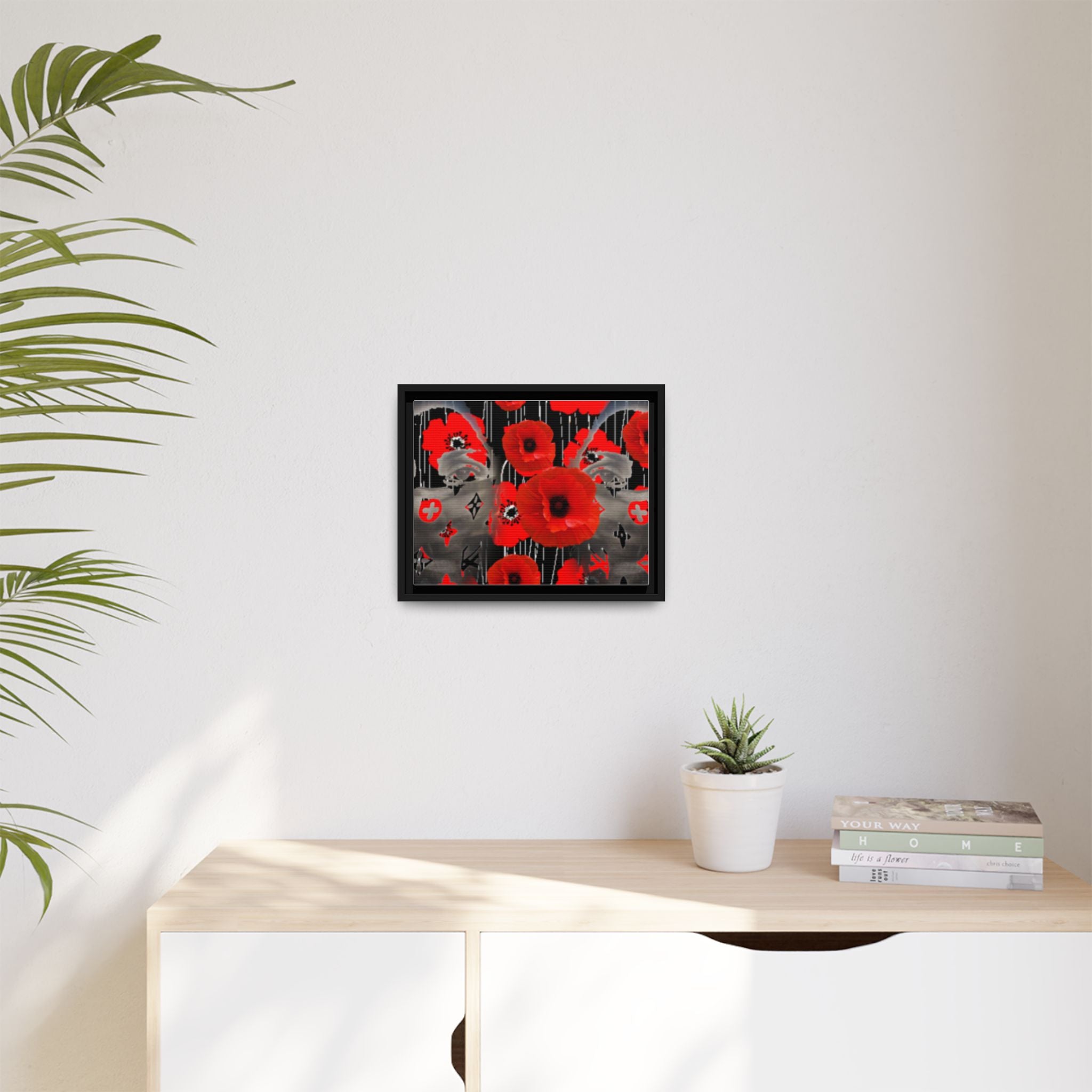 Framed Poppy Canvas Art — Bold Red Floral Wall Decor