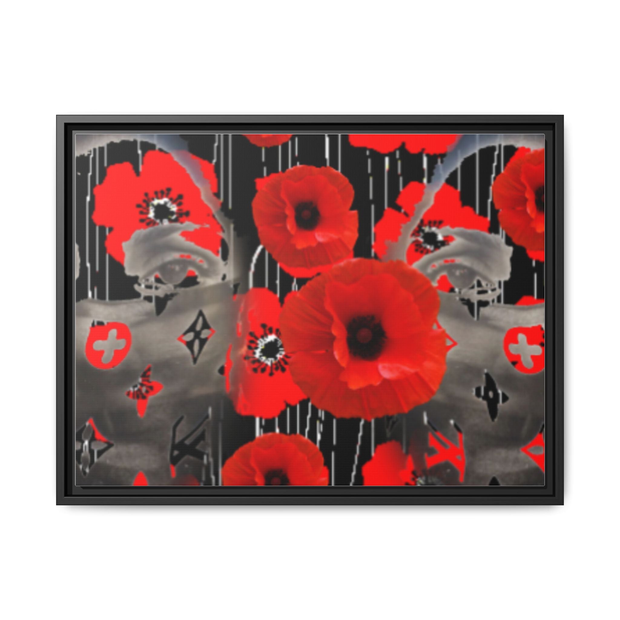 Framed Poppy Canvas Art — Bold Red Floral Wall Decor
