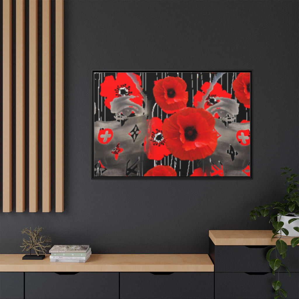 Framed Poppy Canvas Art — Bold Red Floral Wall Decor