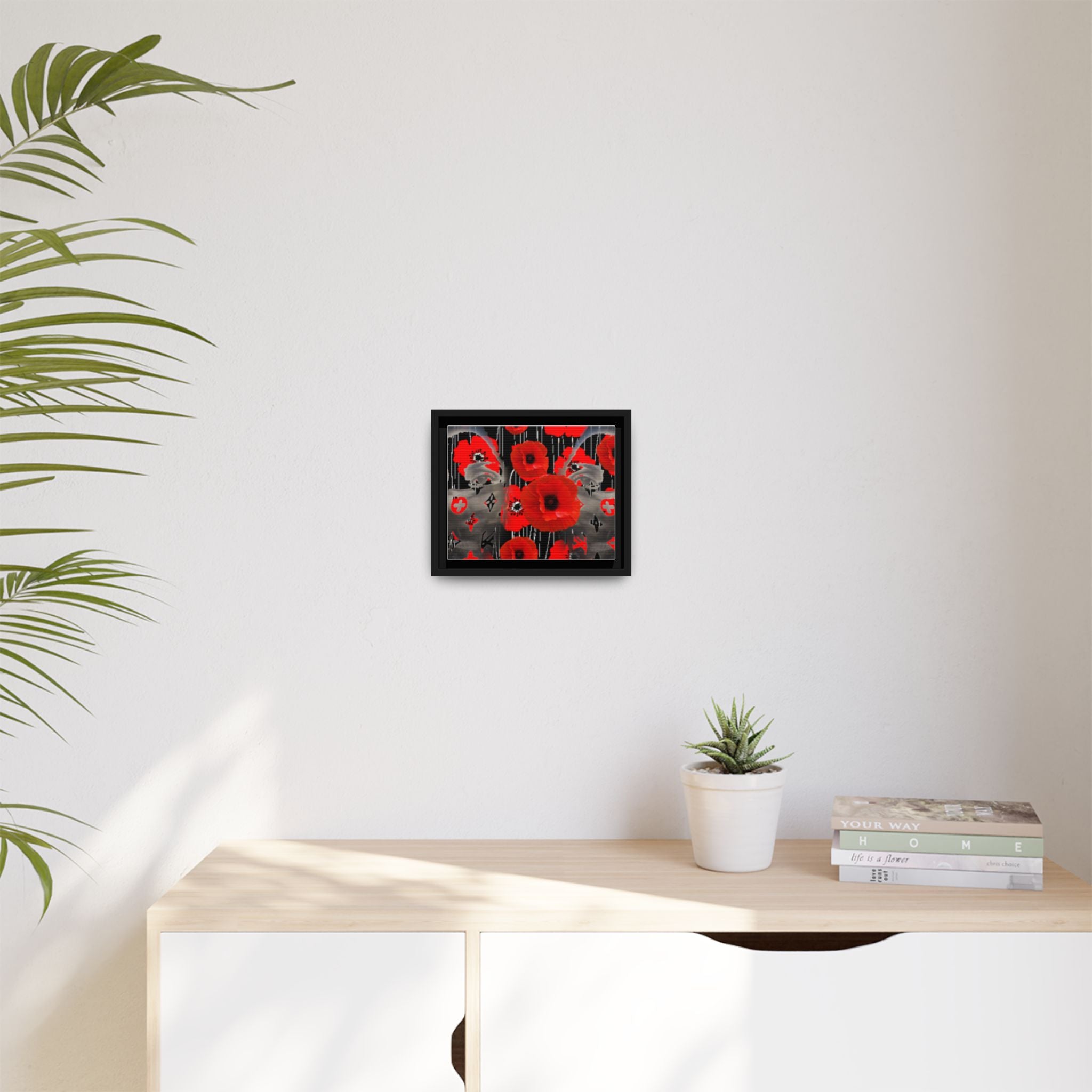 Framed Poppy Canvas Art — Bold Red Floral Wall Decor