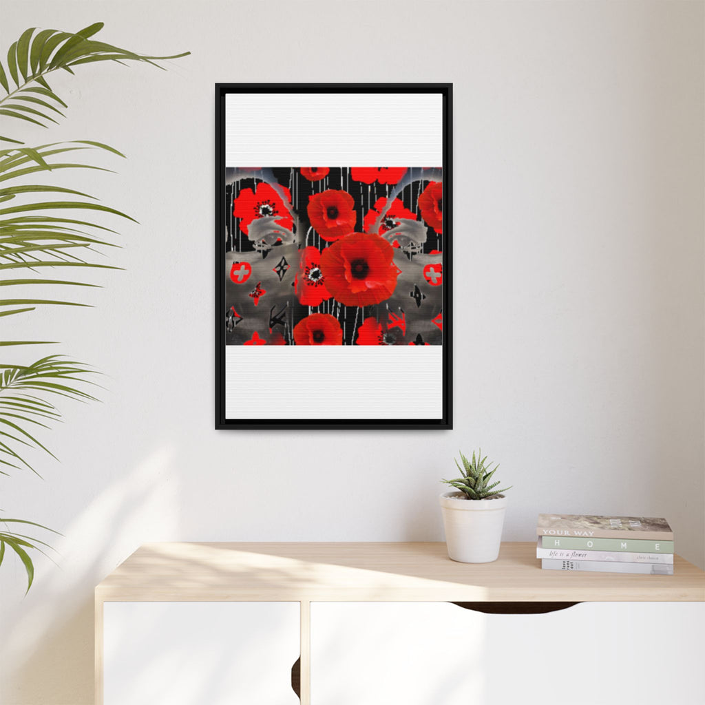 Framed Poppy Canvas Art — Bold Red Floral Wall Decor