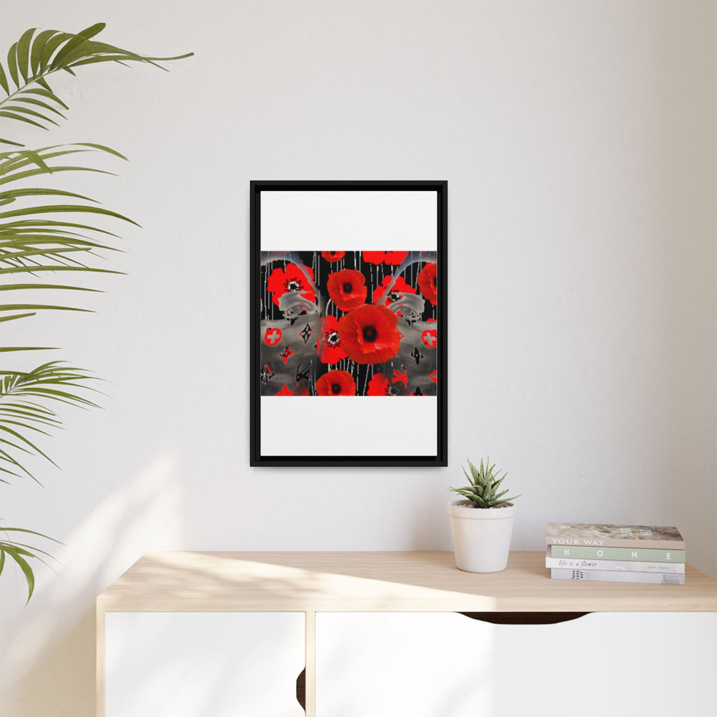 Framed Poppy Canvas Art — Bold Red Floral Wall Decor