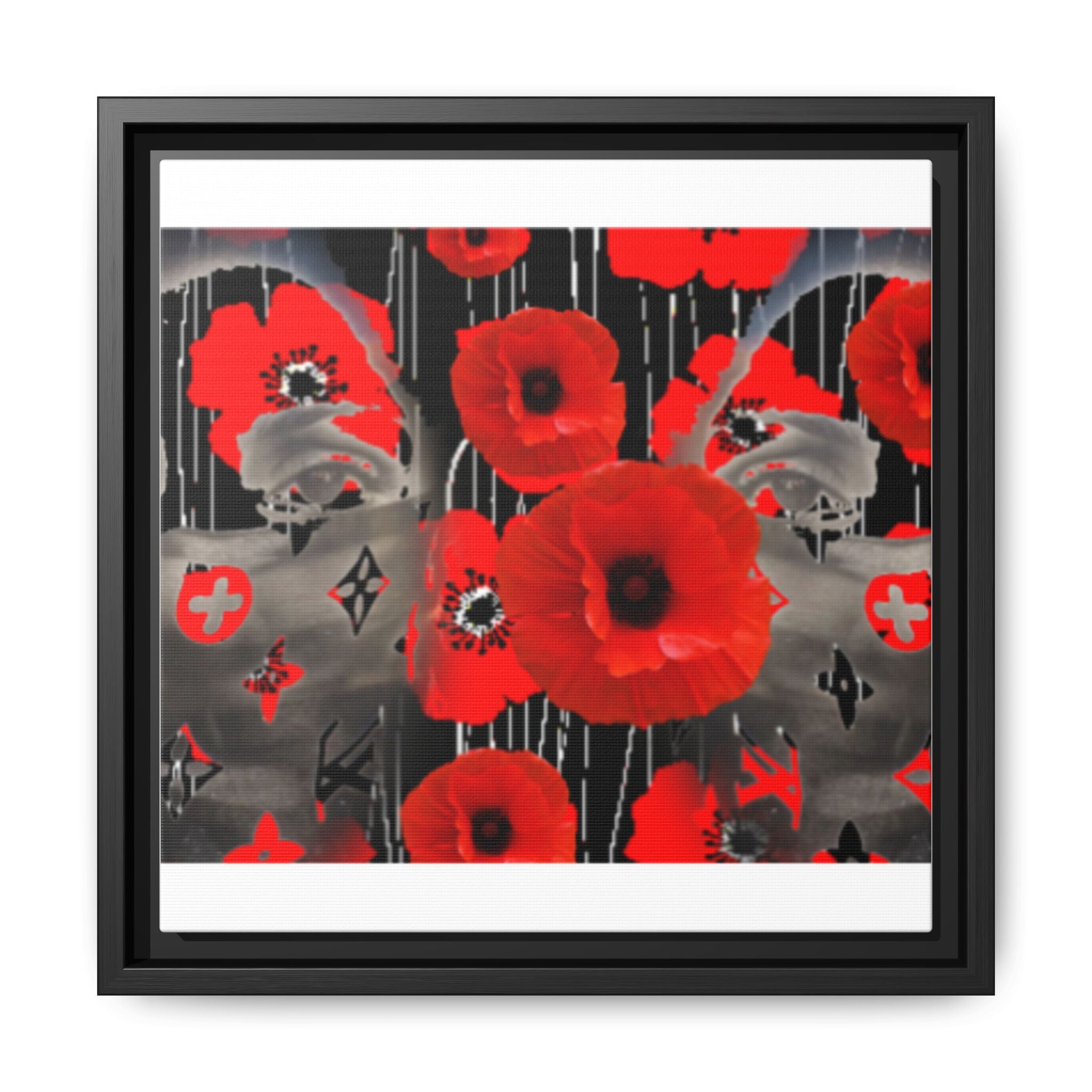 Framed Poppy Canvas Art — Bold Red Floral Wall Decor