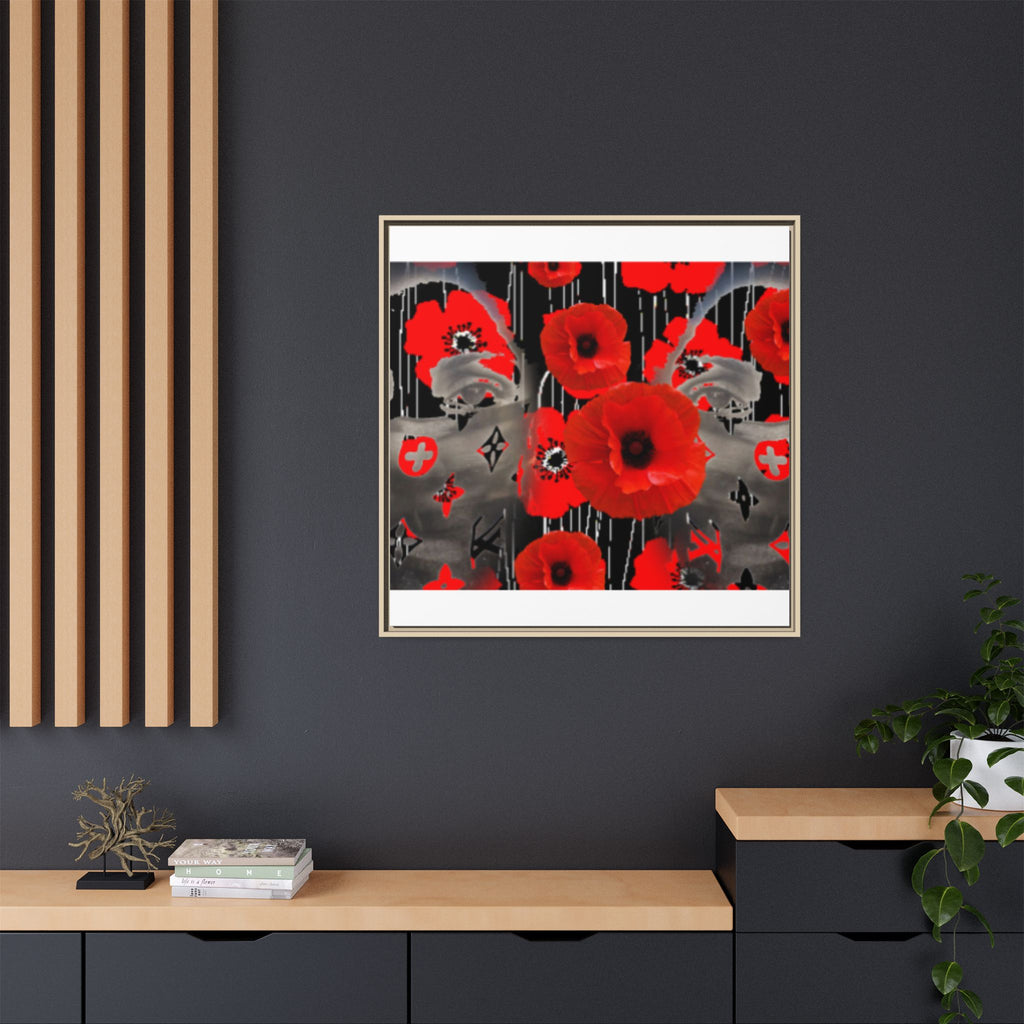 Framed Poppy Canvas Art — Bold Red Floral Wall Decor