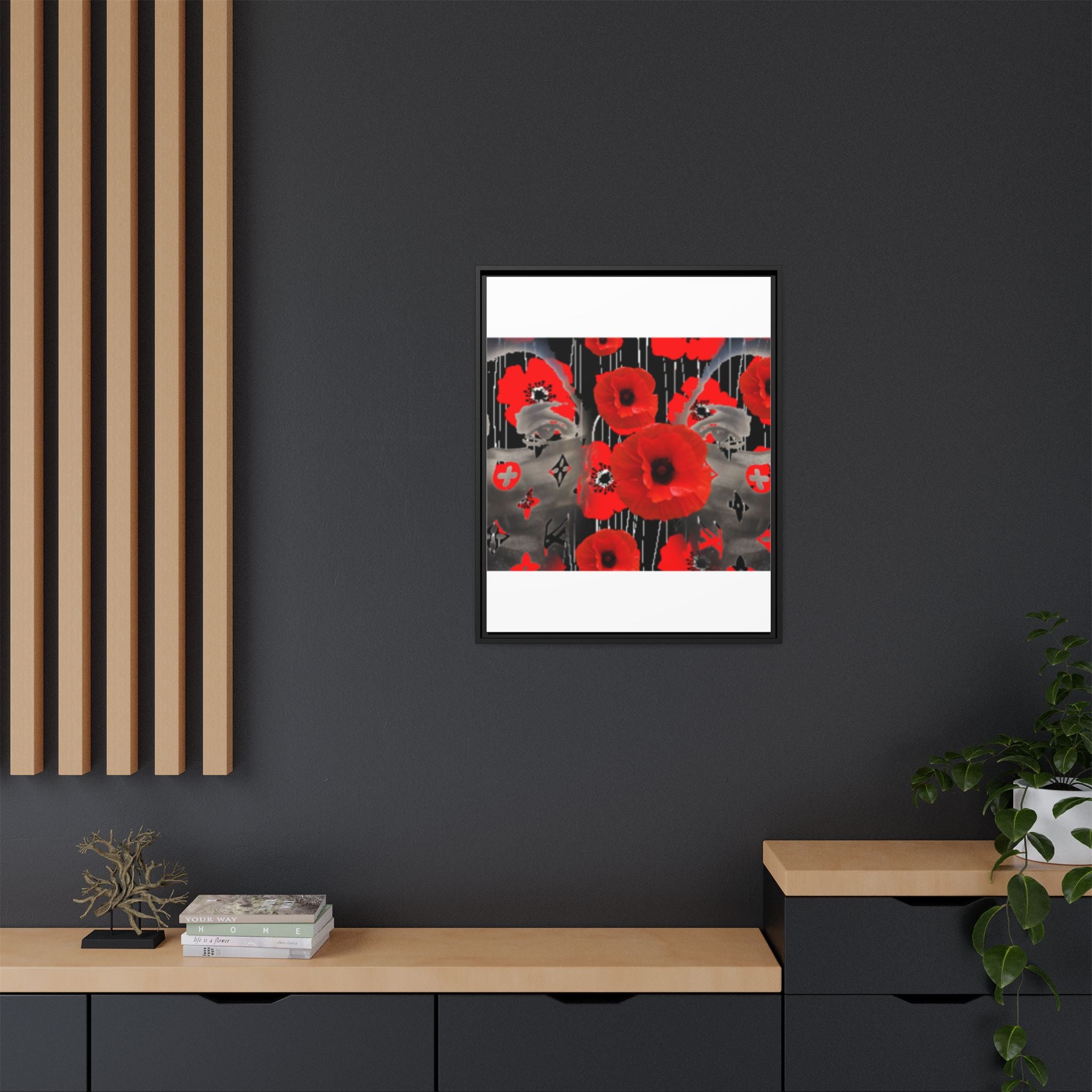 Framed Poppy Canvas Art — Bold Red Floral Wall Decor