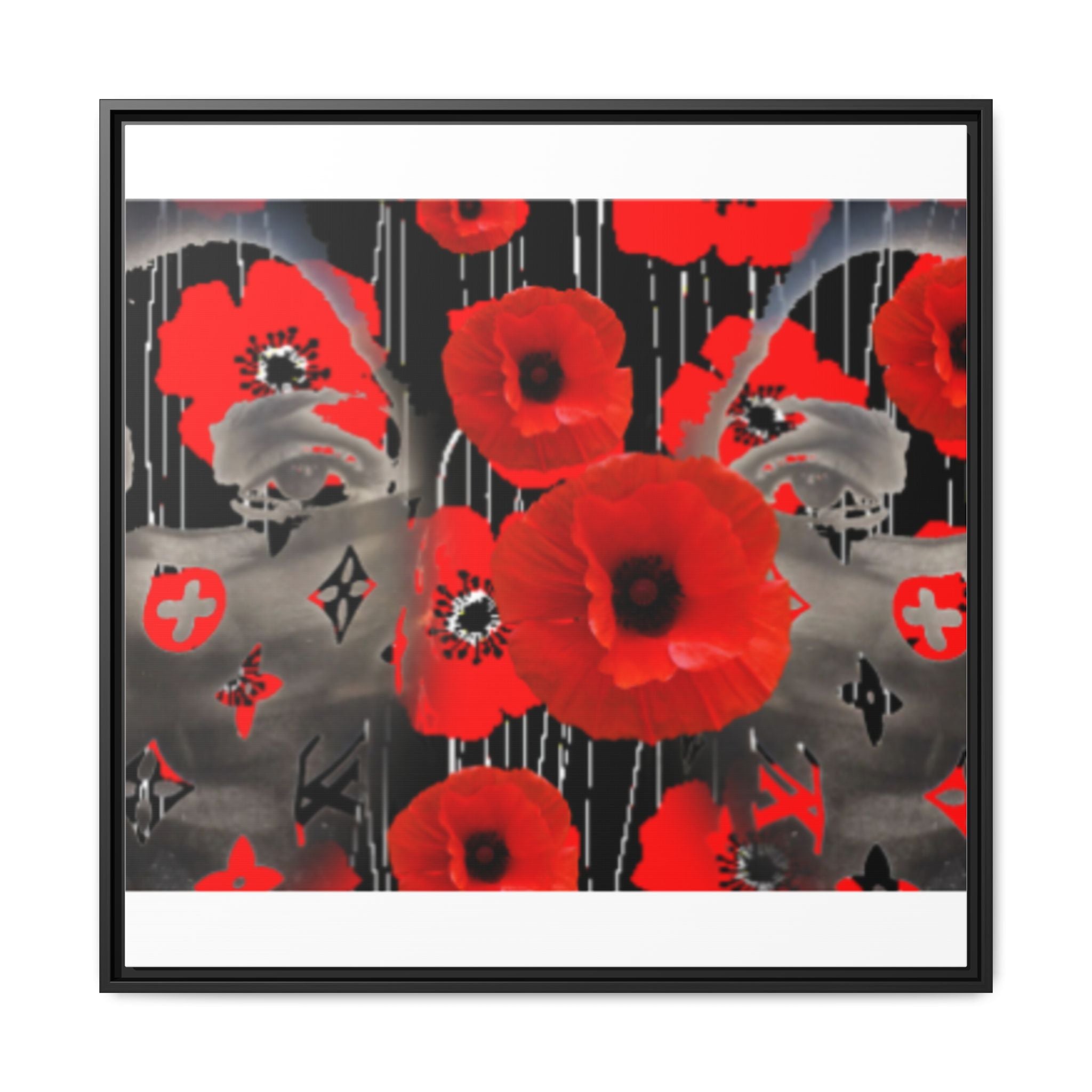 Framed Poppy Canvas Art — Bold Red Floral Wall Decor