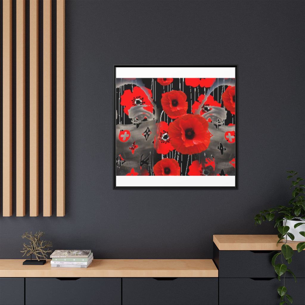 Framed Poppy Canvas Art — Bold Red Floral Wall Decor