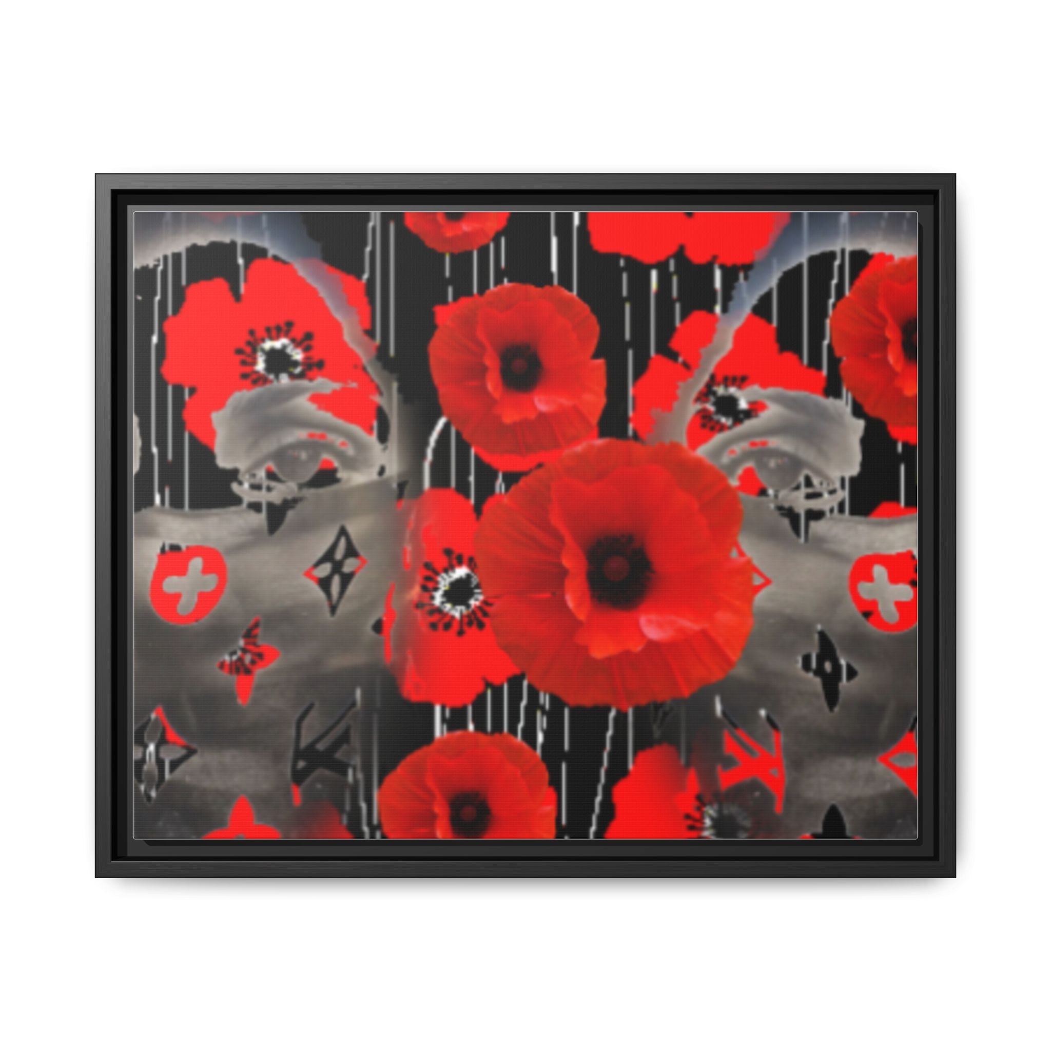 Framed Poppy Canvas Art — Bold Red Floral Wall Decor
