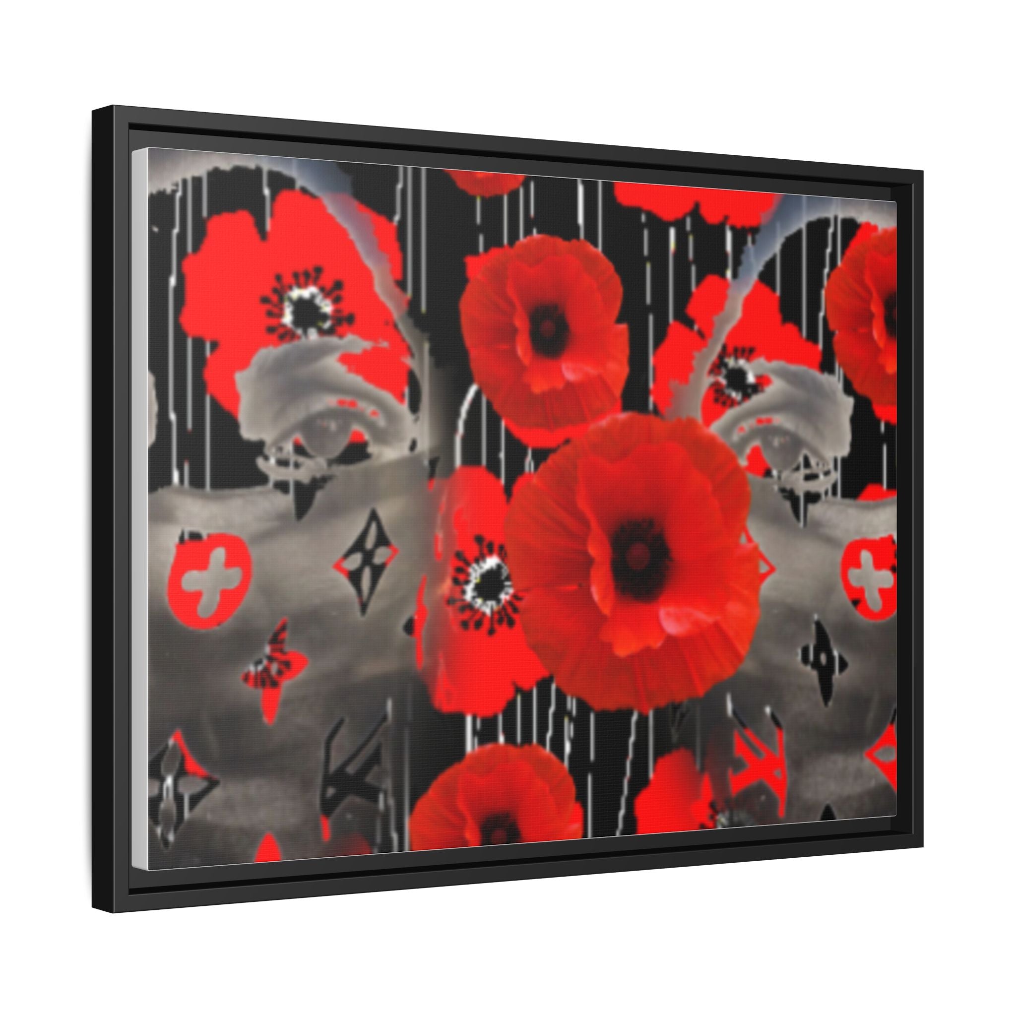 Framed Poppy Canvas Art — Bold Red Floral Wall Decor