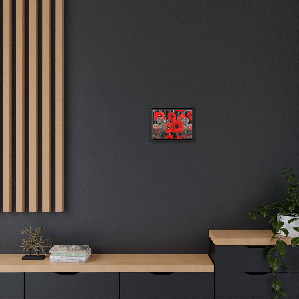 Framed Poppy Canvas Art — Bold Red Floral Wall Decor