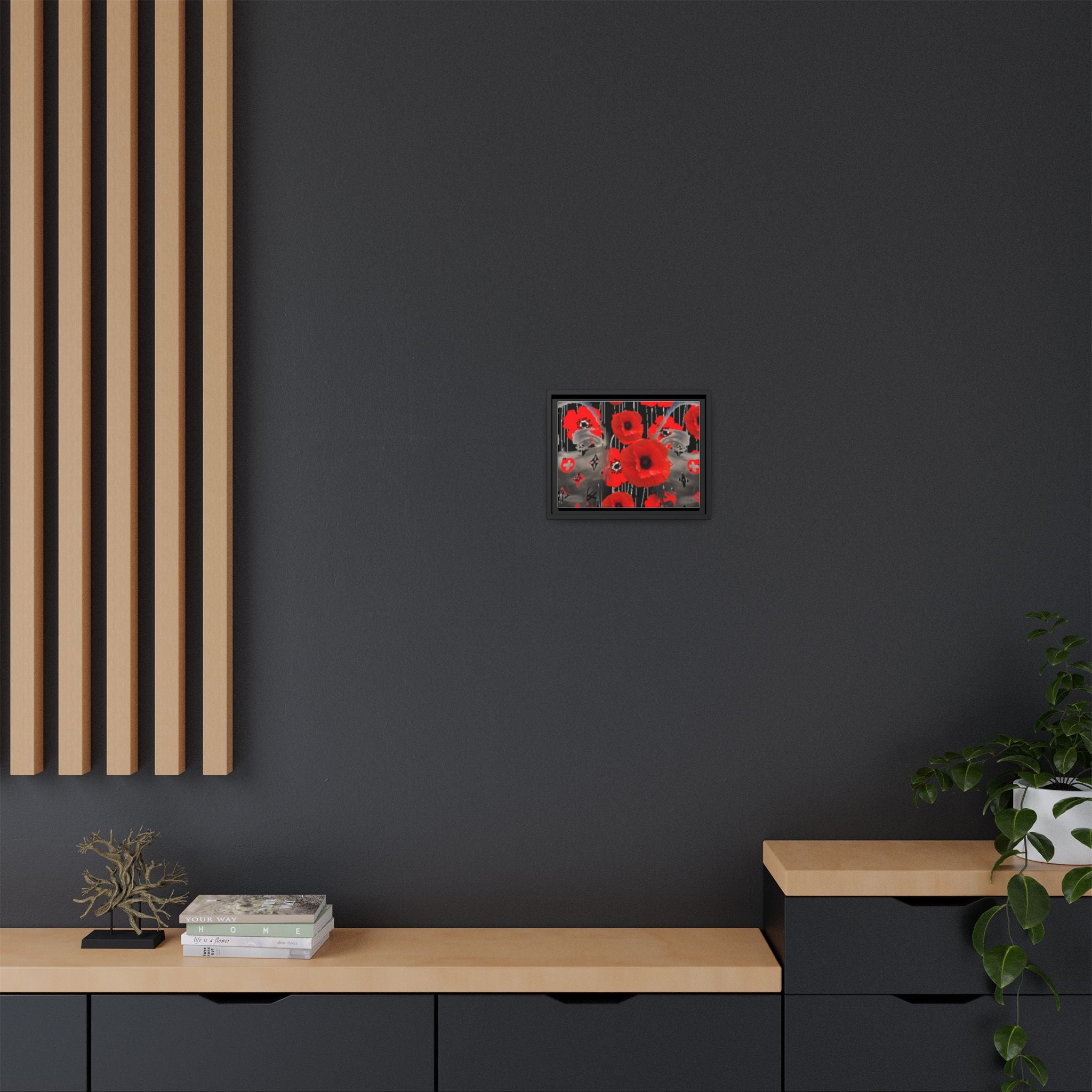 Framed Poppy Canvas Art — Bold Red Floral Wall Decor