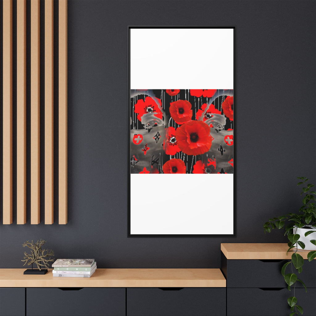 Framed Poppy Canvas Art — Bold Red Floral Wall Decor