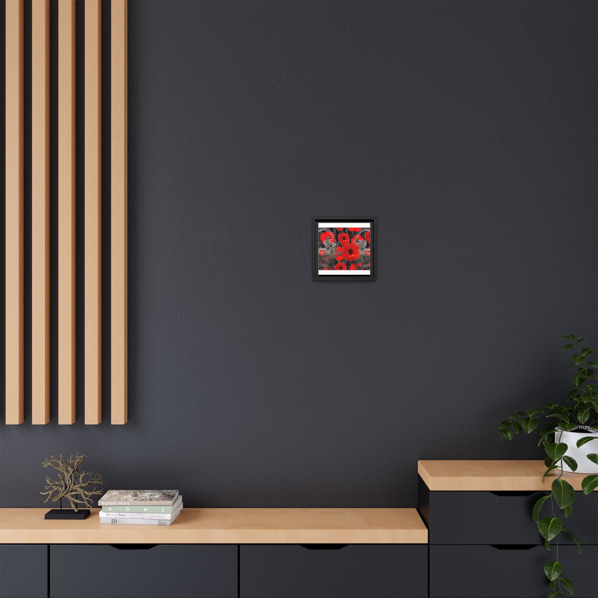 Framed Poppy Canvas Art — Bold Red Floral Wall Decor