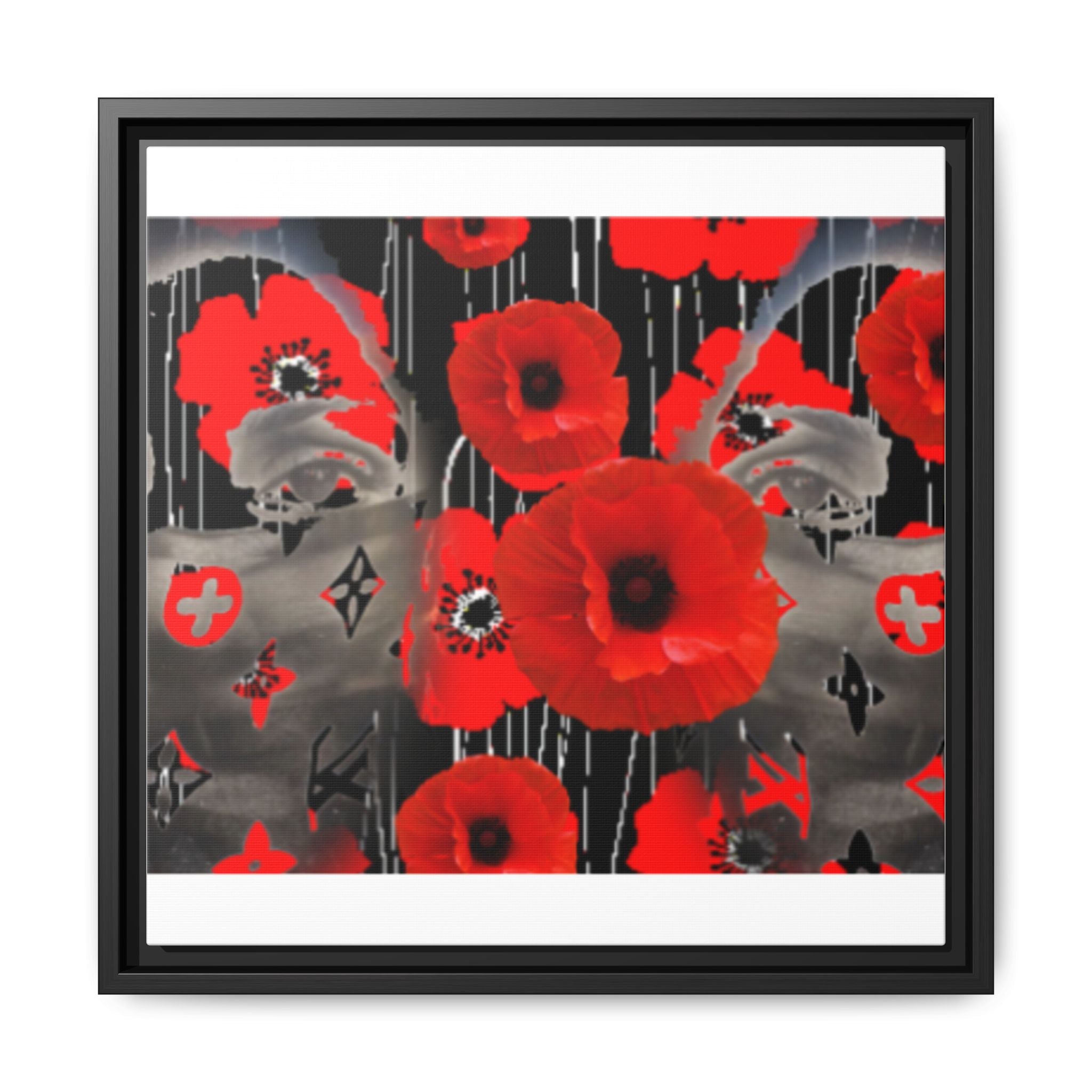 Framed Poppy Canvas Art — Bold Red Floral Wall Decor