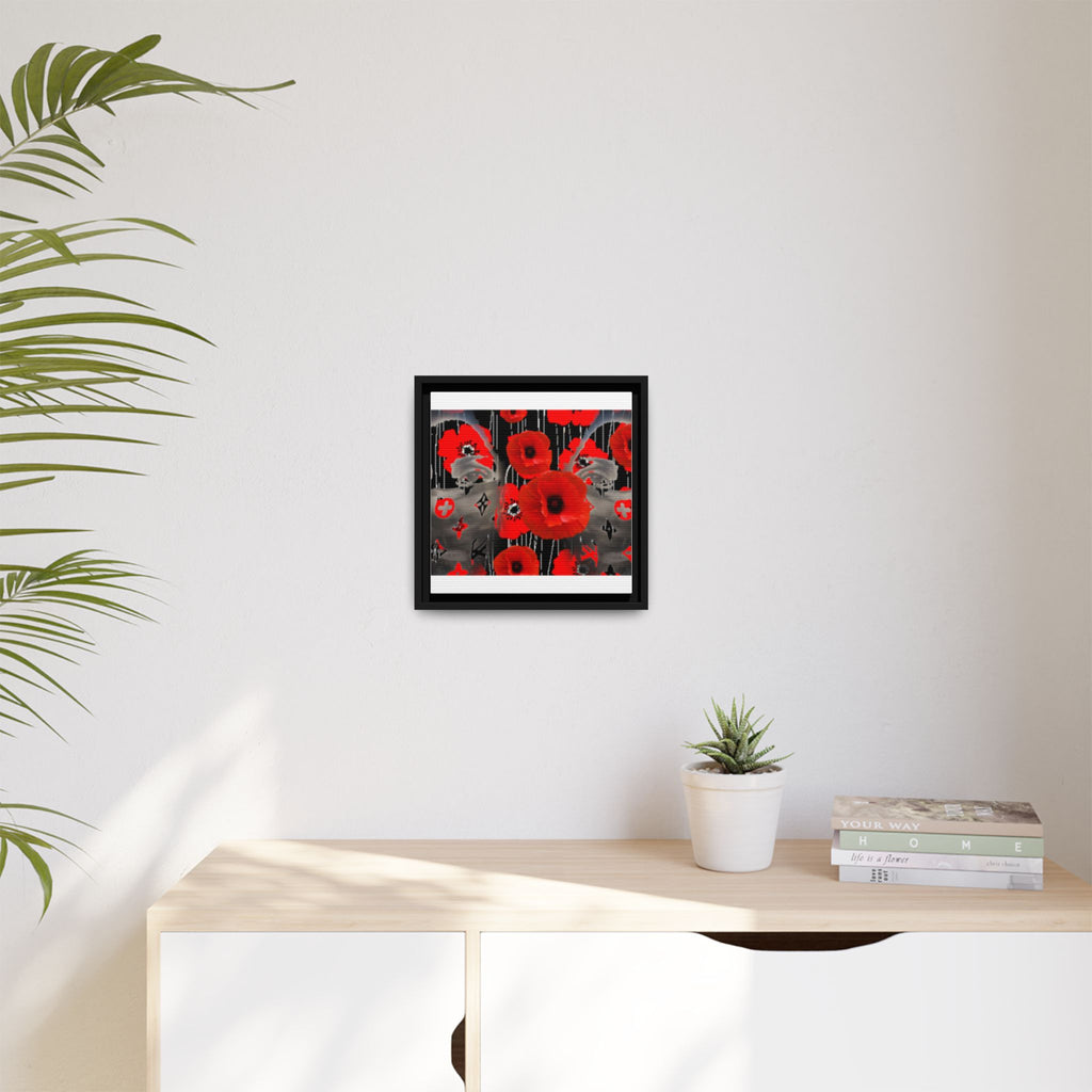 Framed Poppy Canvas Art — Bold Red Floral Wall Decor