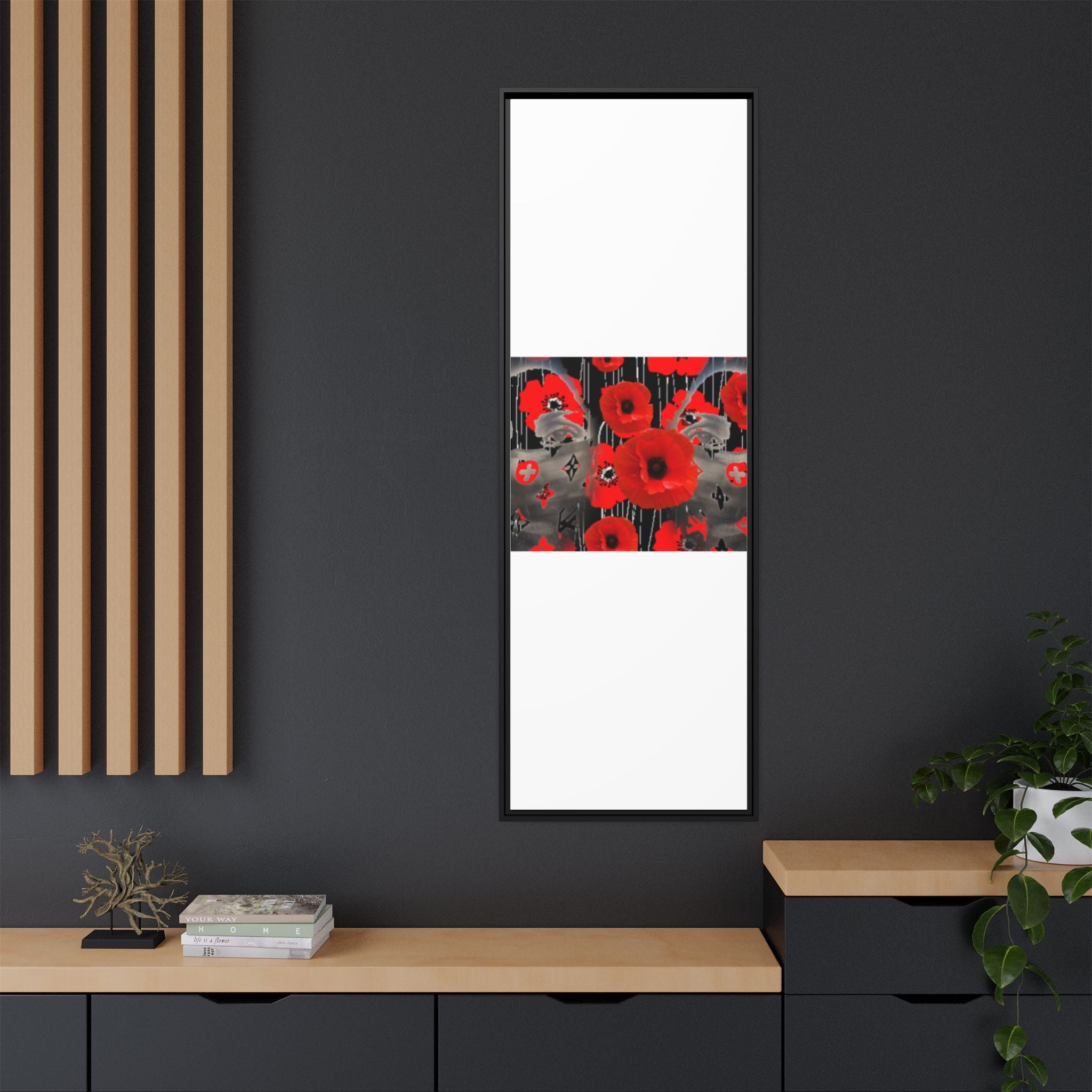 Framed Poppy Canvas Art — Bold Red Floral Wall Decor