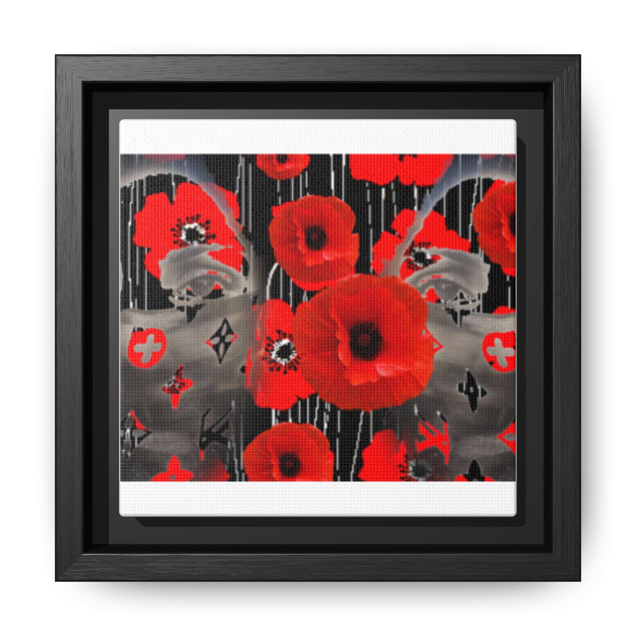 Framed Poppy Canvas Art — Bold Red Floral Wall Decor