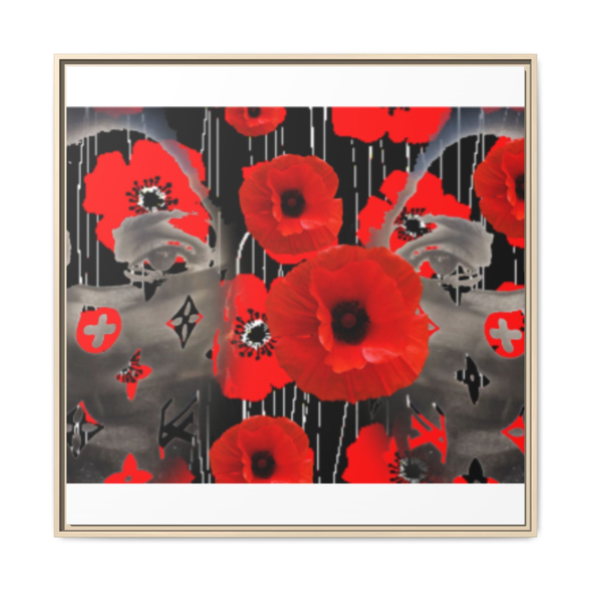 Framed Poppy Canvas Art — Bold Red Floral Wall Decor