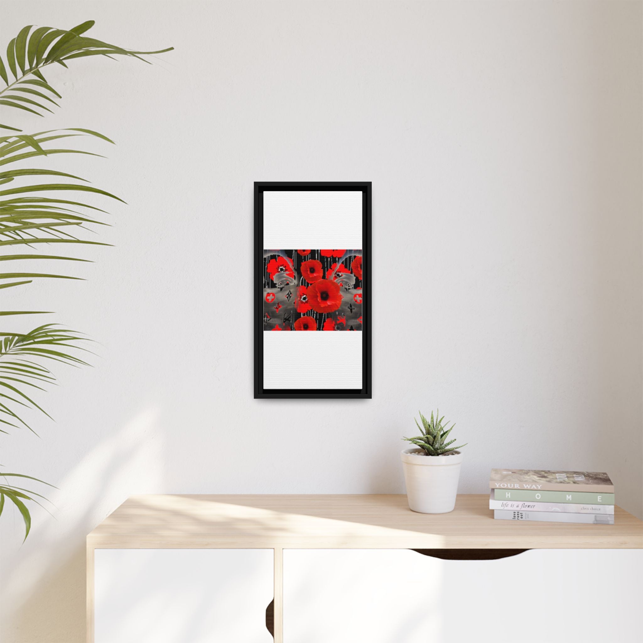 Framed Poppy Canvas Art — Bold Red Floral Wall Decor