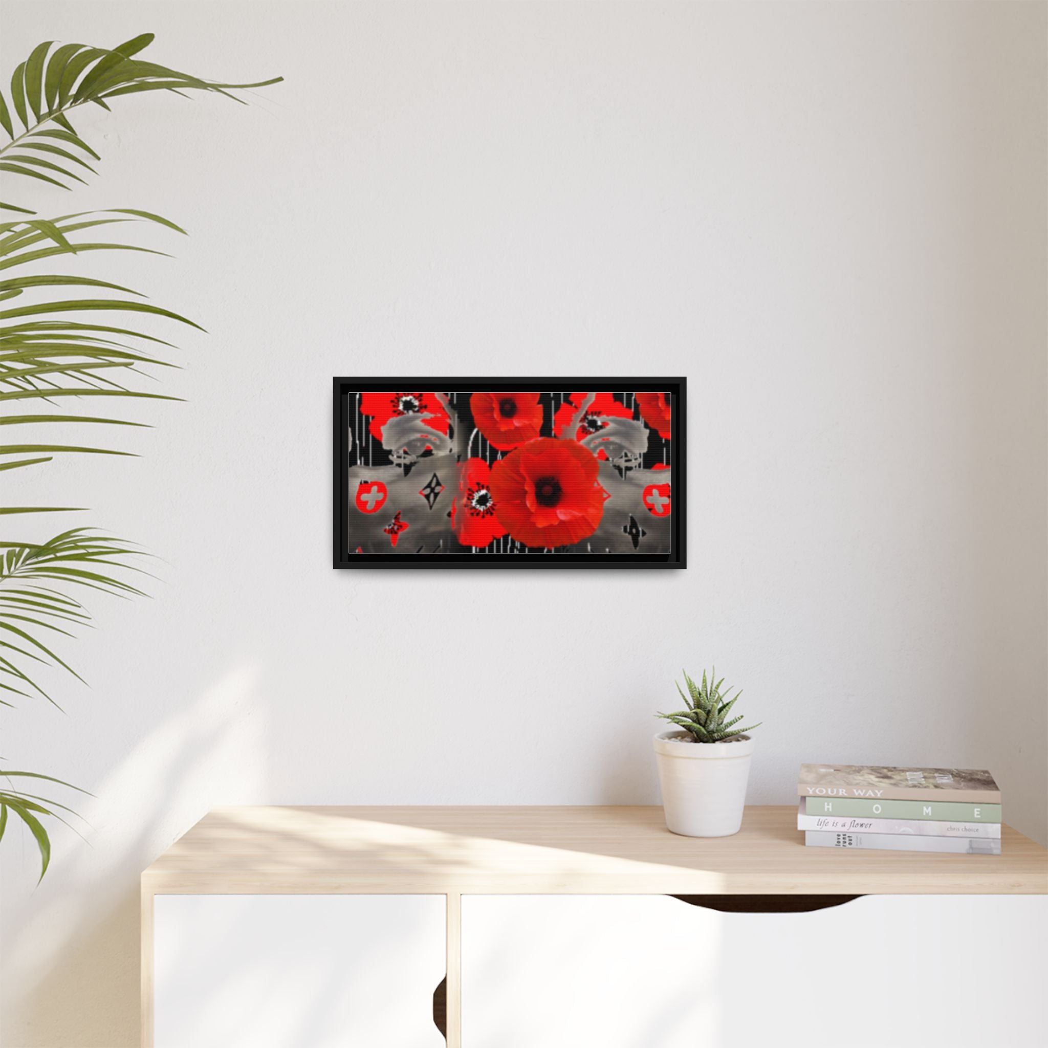 Framed Poppy Canvas Art — Bold Red Floral Wall Decor