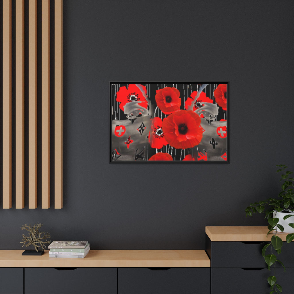 Framed Poppy Canvas Art — Bold Red Floral Wall Decor