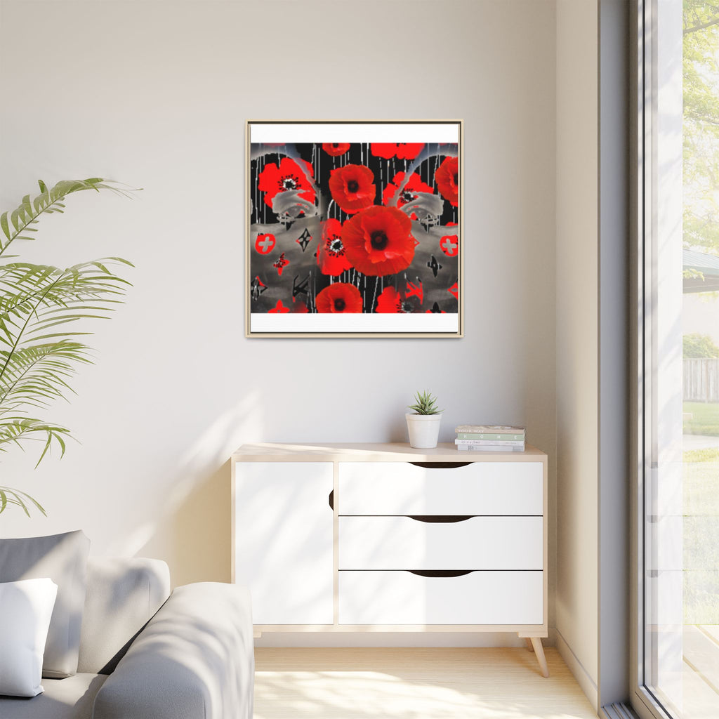 Framed Poppy Canvas Art — Bold Red Floral Wall Decor