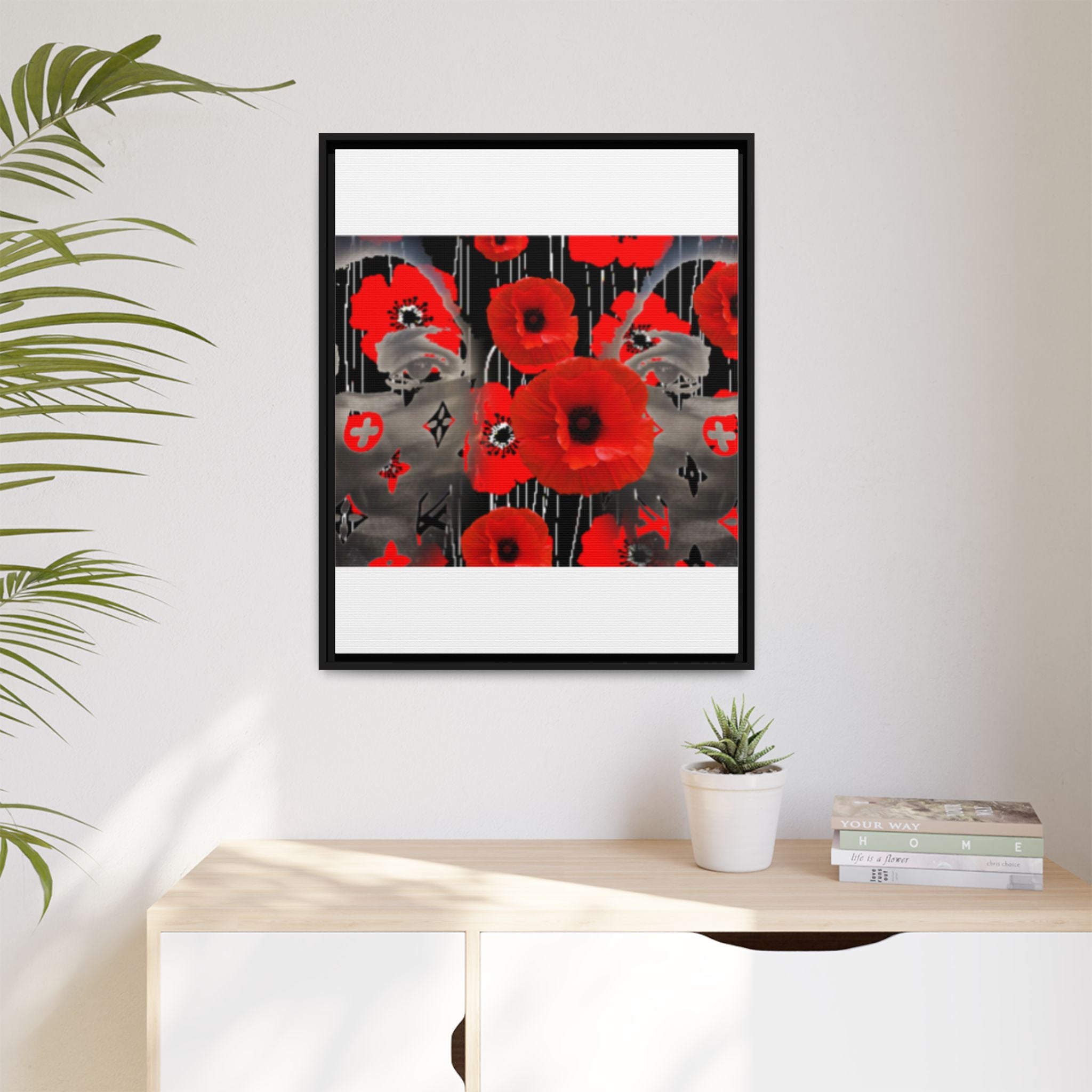Framed Poppy Canvas Art — Bold Red Floral Wall Decor