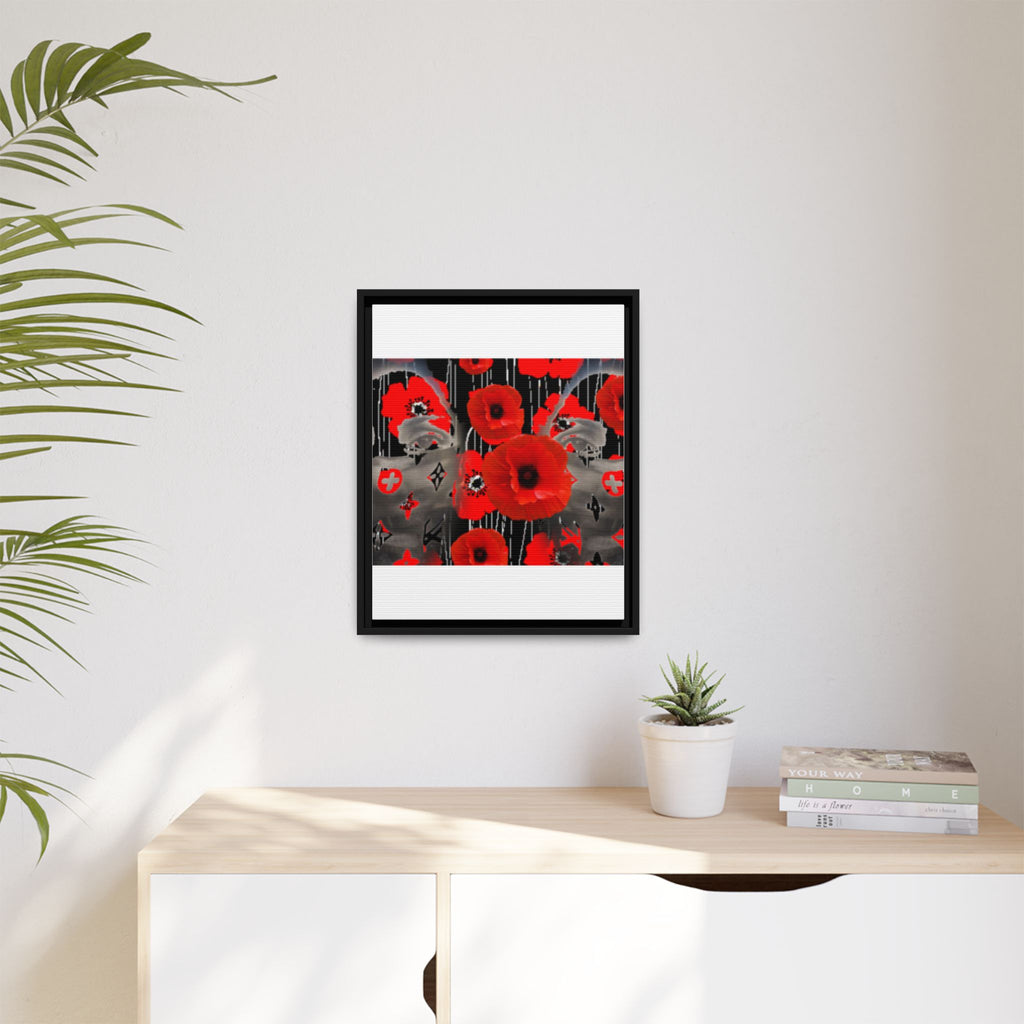 Framed Poppy Canvas Art — Bold Red Floral Wall Decor