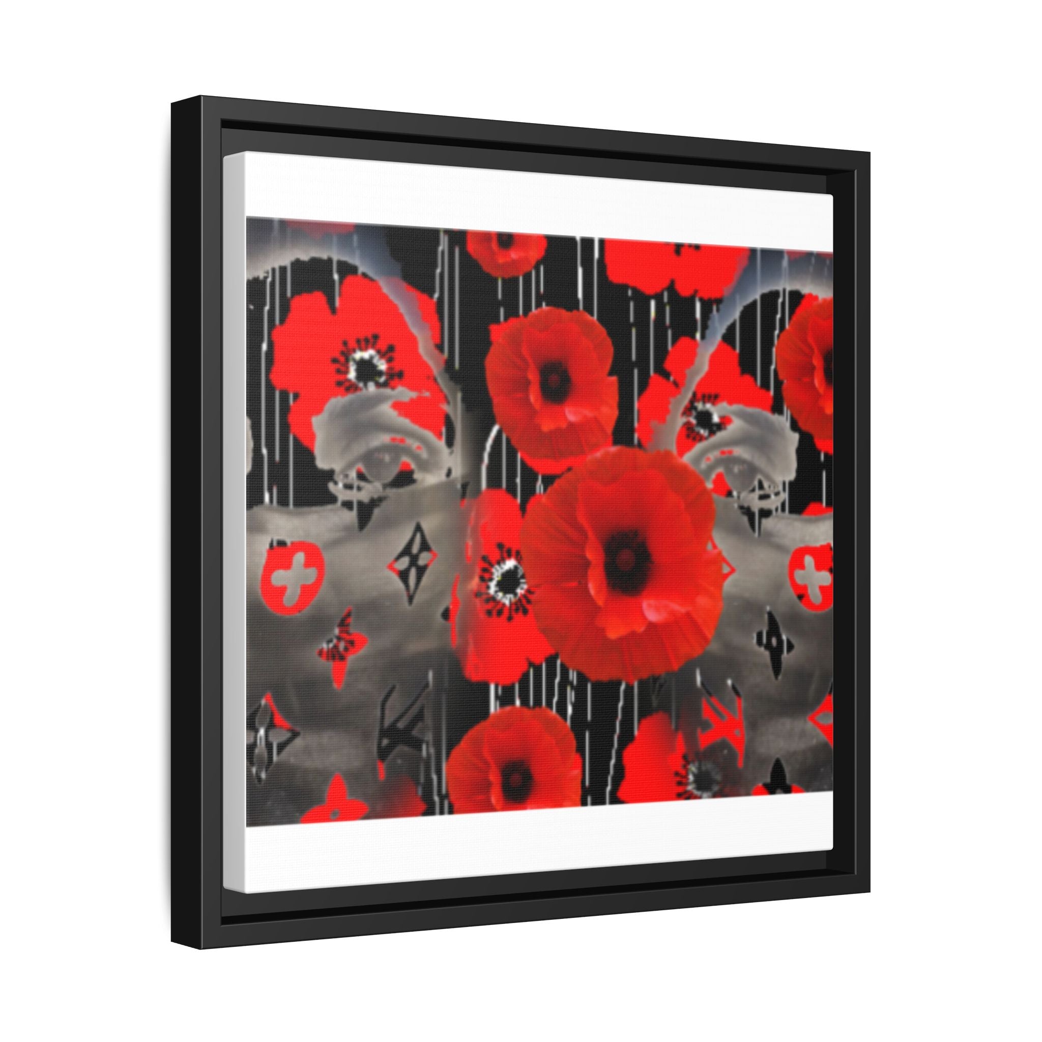 Framed Poppy Canvas Art — Bold Red Floral Wall Decor