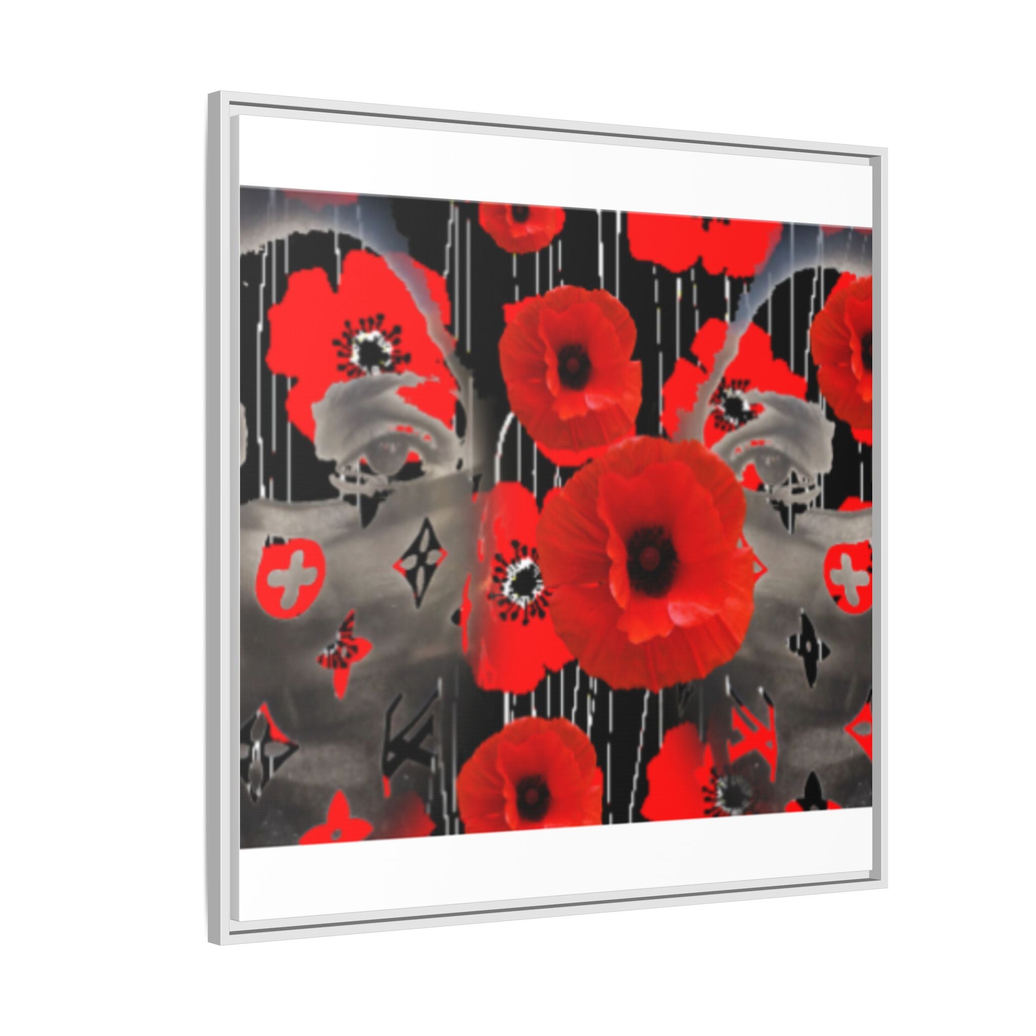 Framed Poppy Canvas Art — Bold Red Floral Wall Decor