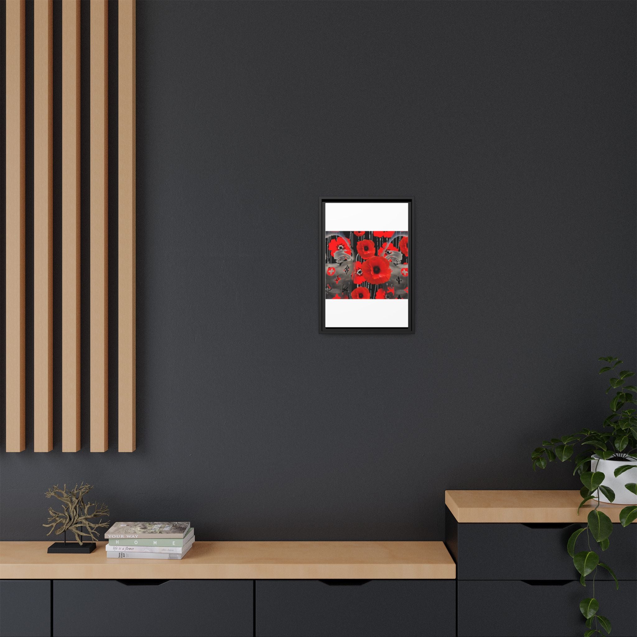 Framed Poppy Canvas Art — Bold Red Floral Wall Decor