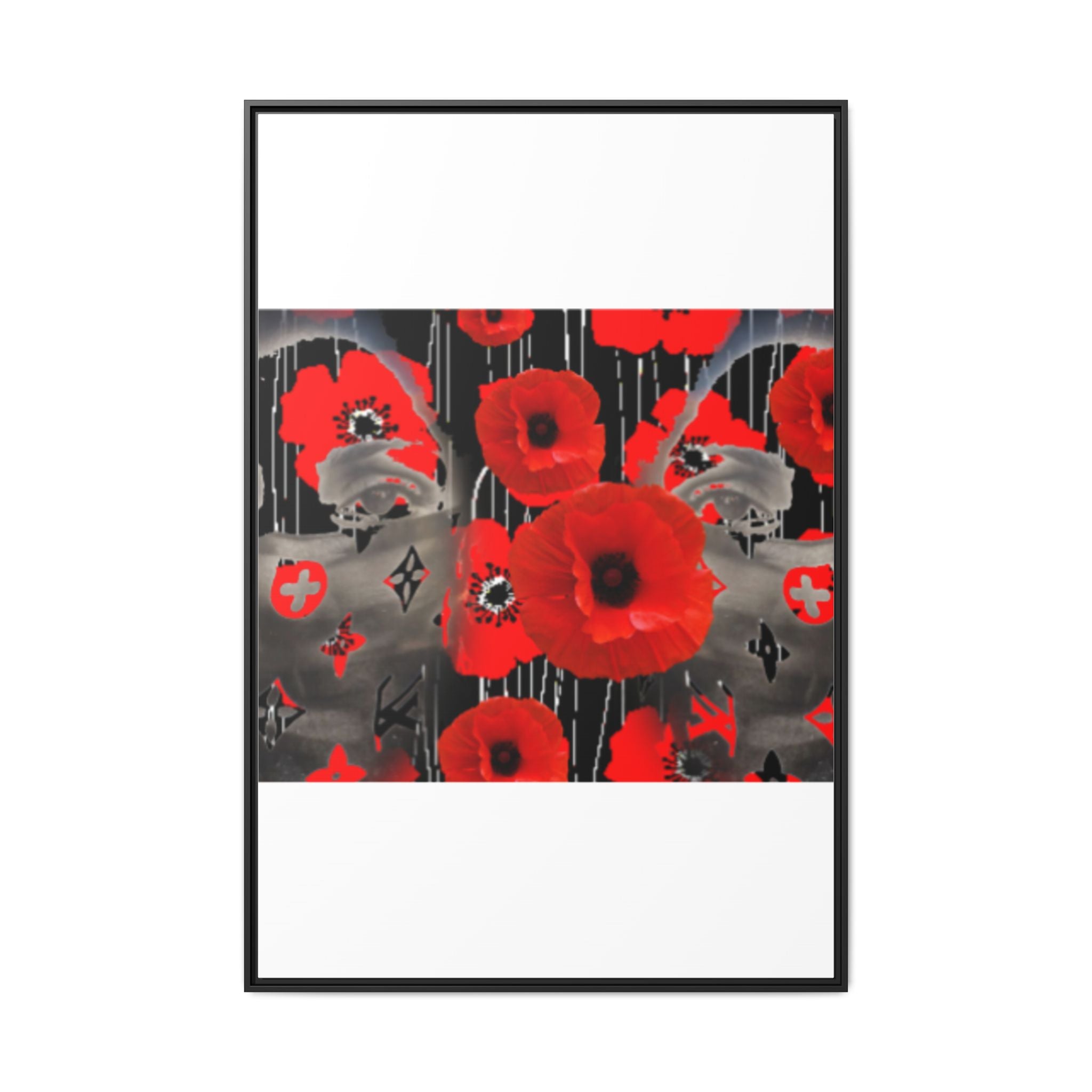 Framed Poppy Canvas Art — Bold Red Floral Wall Decor