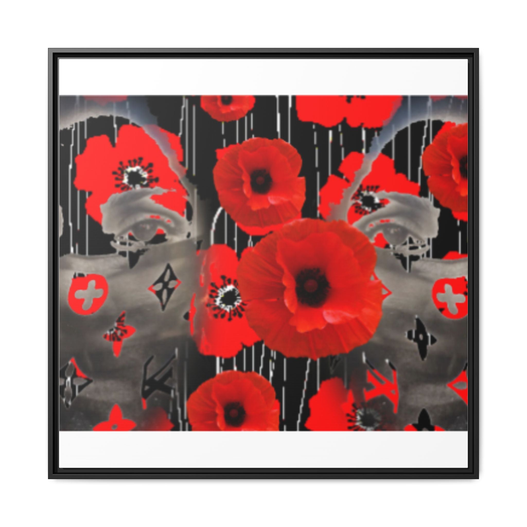 Framed Poppy Canvas Art — Bold Red Floral Wall Decor