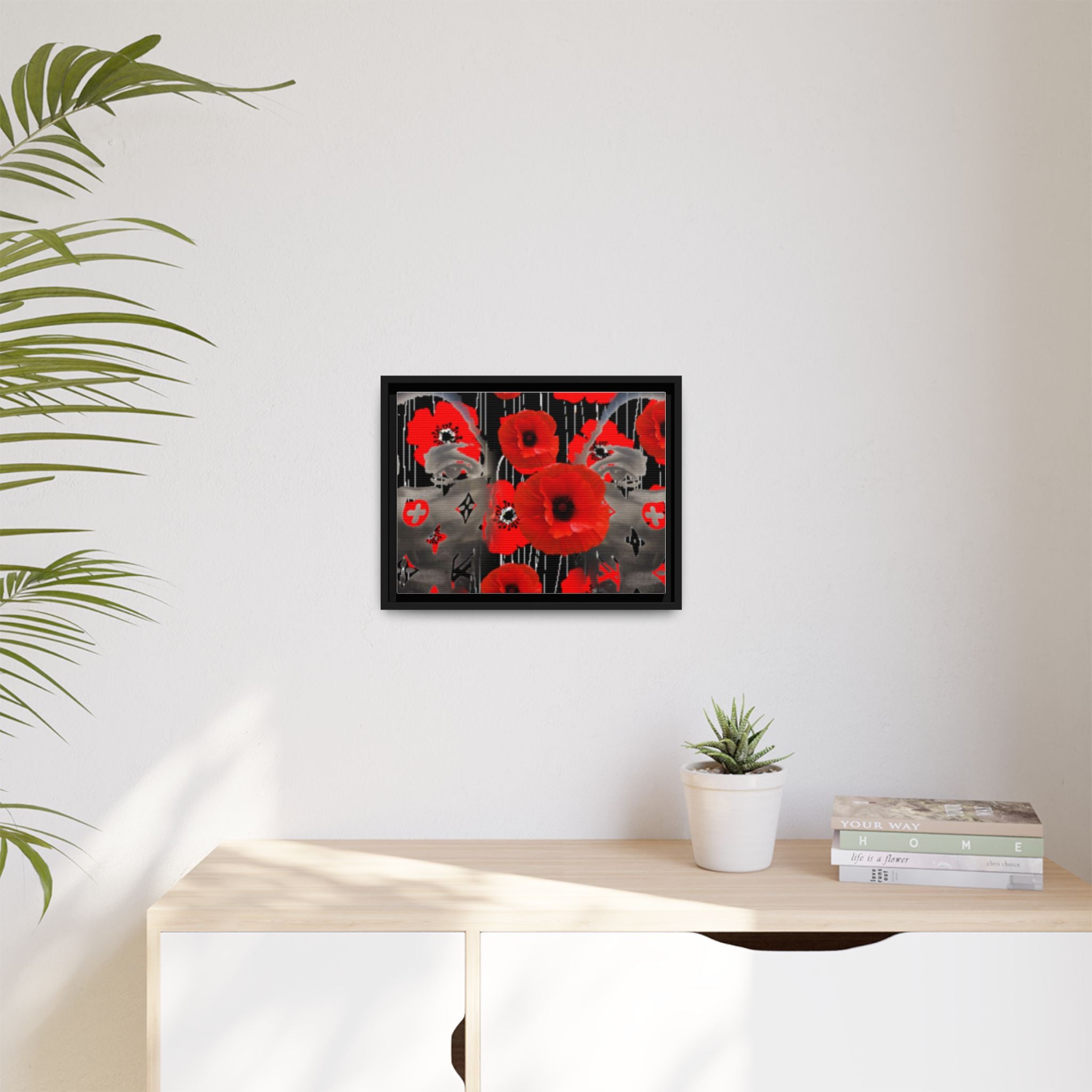 Framed Poppy Canvas Art — Bold Red Floral Wall Decor