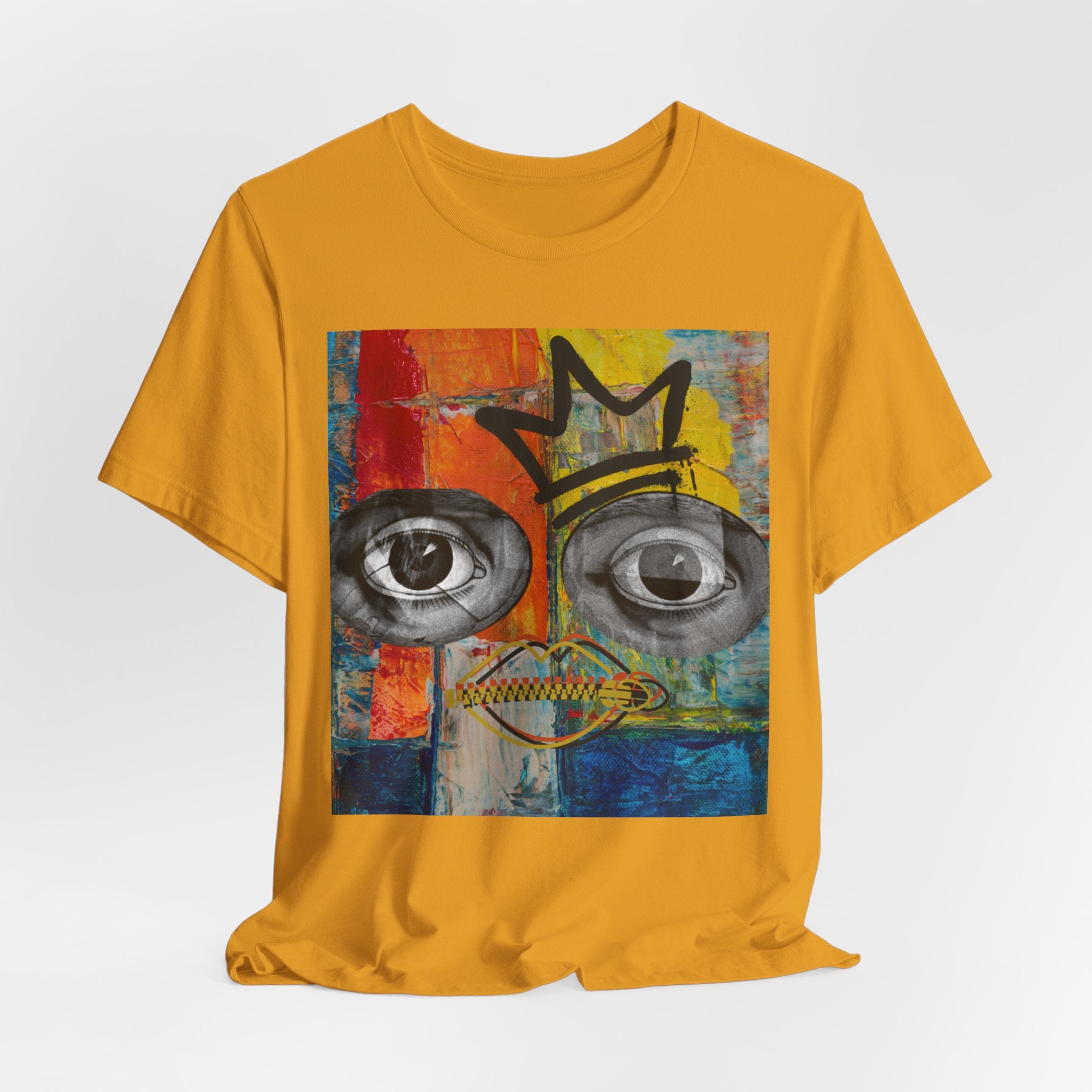 Abstract Crowned Face Graphic Tee — Street Art Pop Surrealism T-Shirt