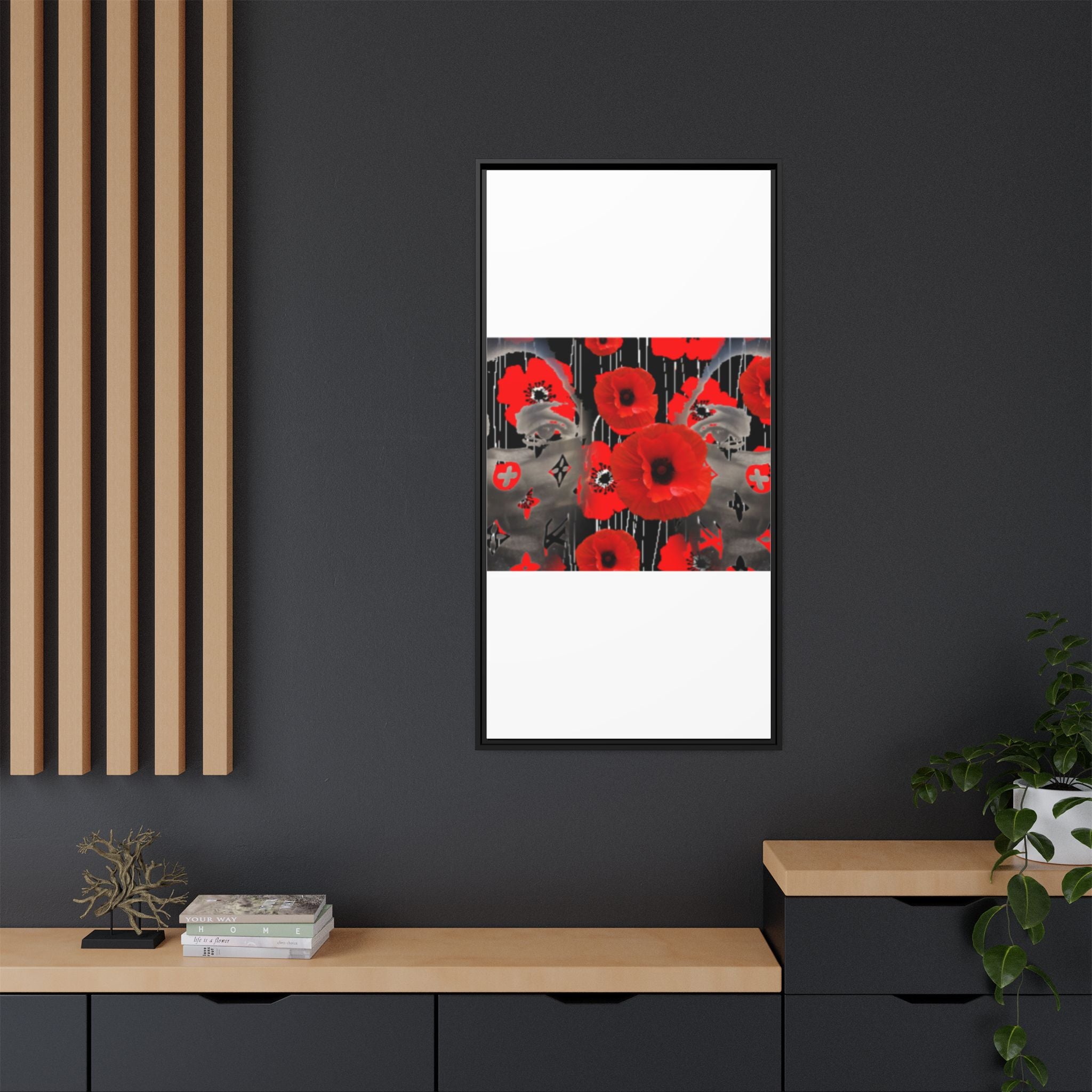 Framed Poppy Canvas Art — Bold Red Floral Wall Decor