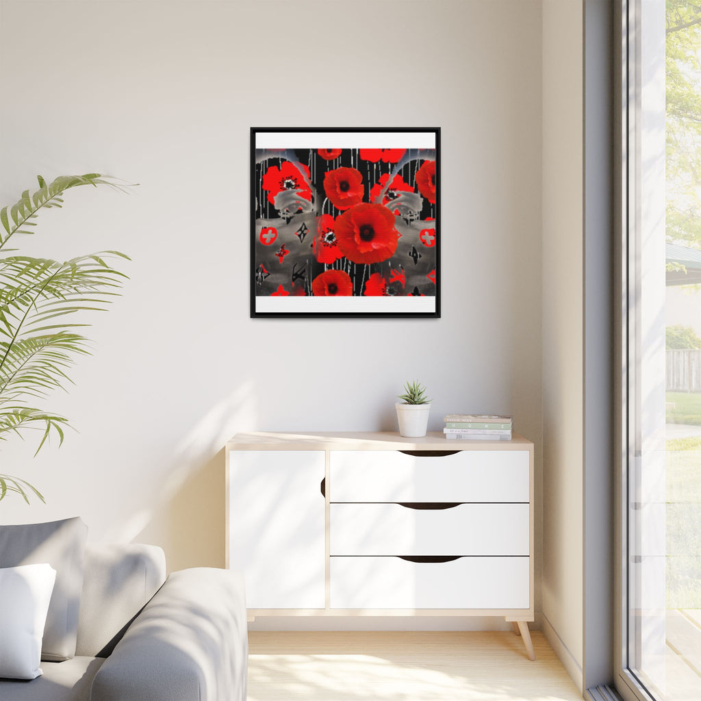 Framed Poppy Canvas Art — Bold Red Floral Wall Decor