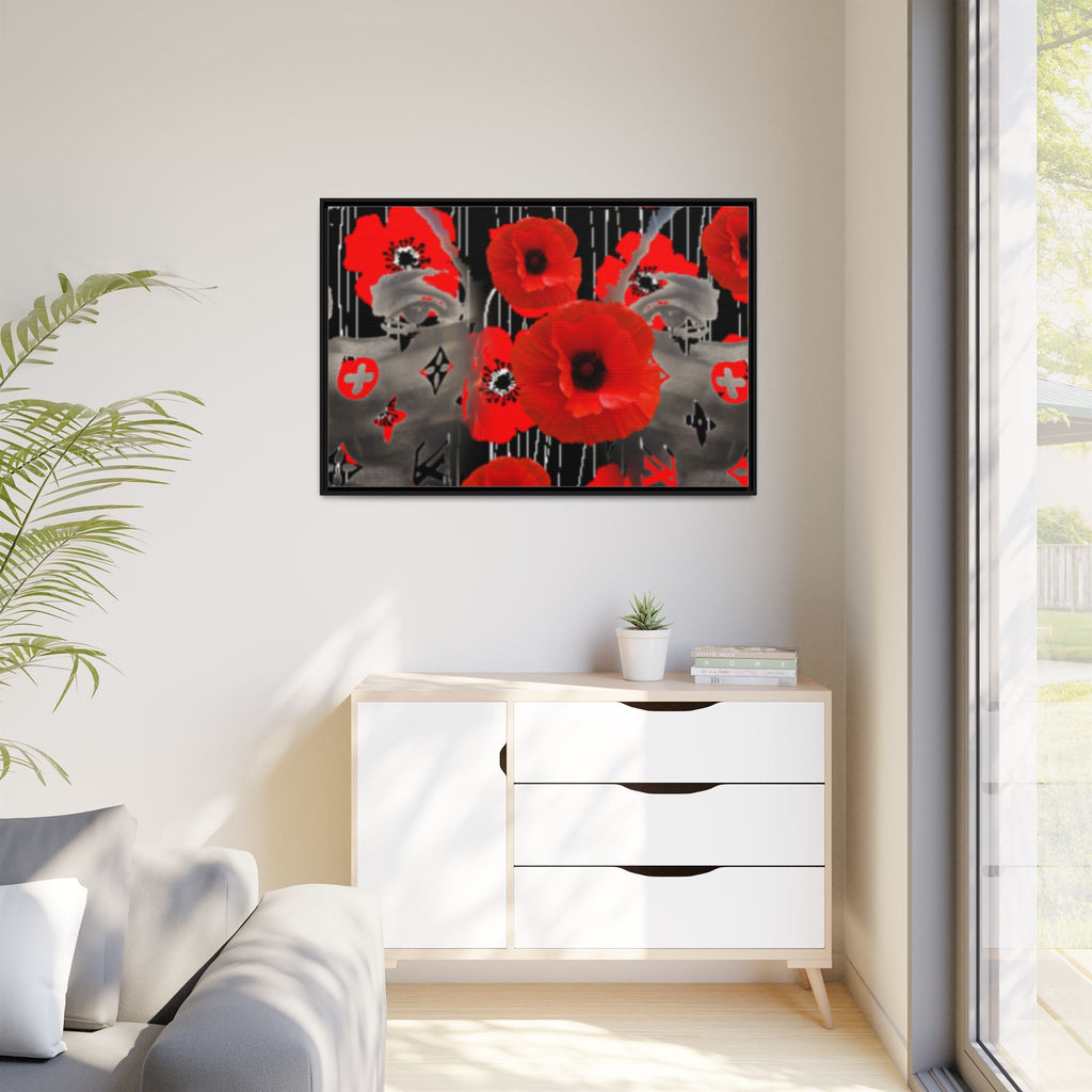 Framed Poppy Canvas Art — Bold Red Floral Wall Decor