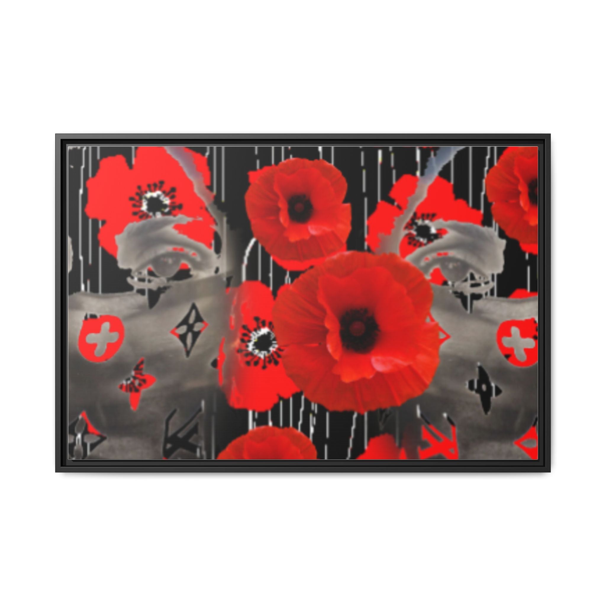 Framed Poppy Canvas Art — Bold Red Floral Wall Decor