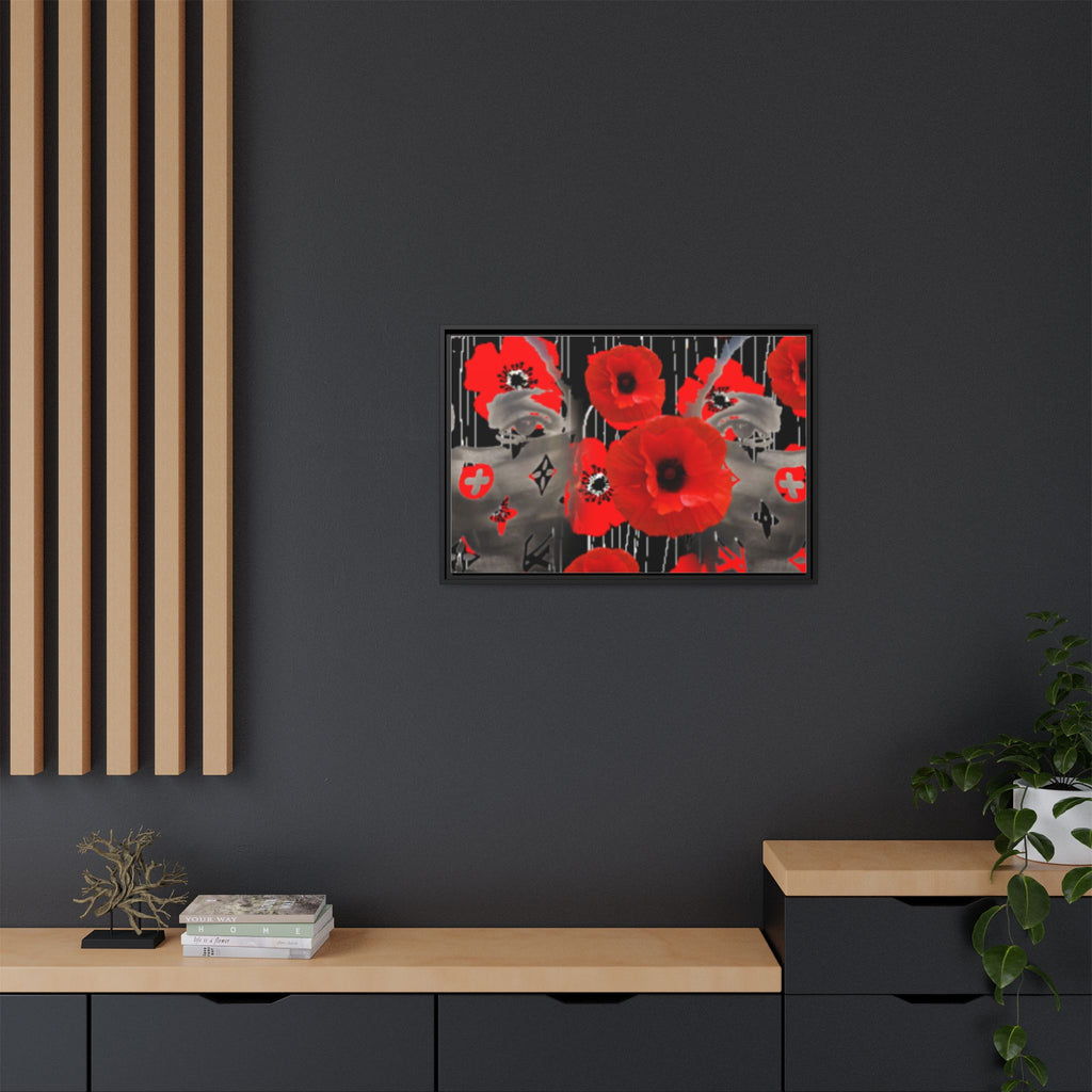 Framed Poppy Canvas Art — Bold Red Floral Wall Decor