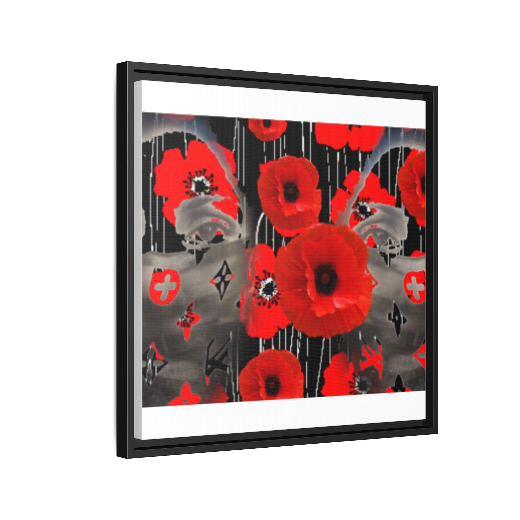 Framed Poppy Canvas Art — Bold Red Floral Wall Decor