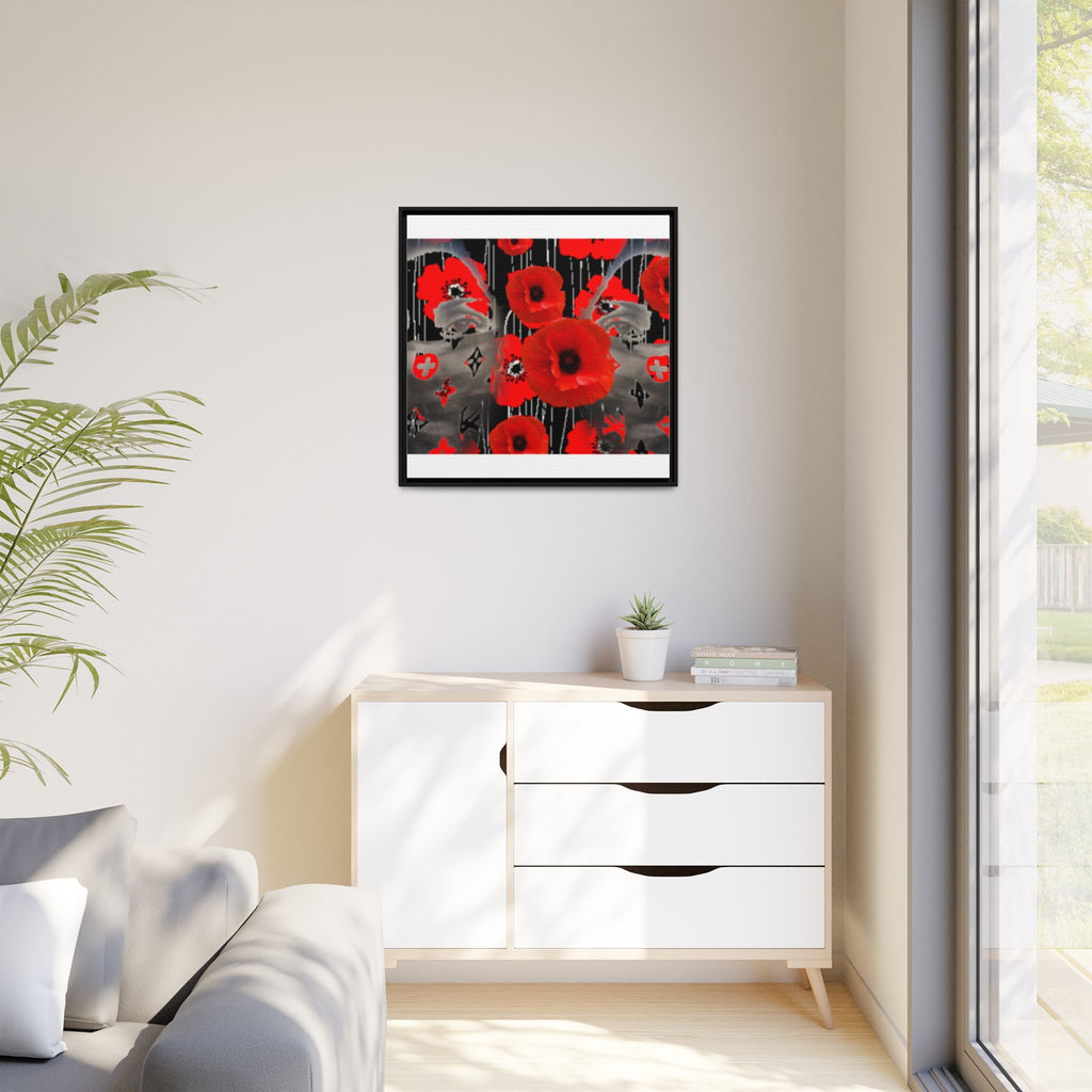 Framed Poppy Canvas Art — Bold Red Floral Wall Decor