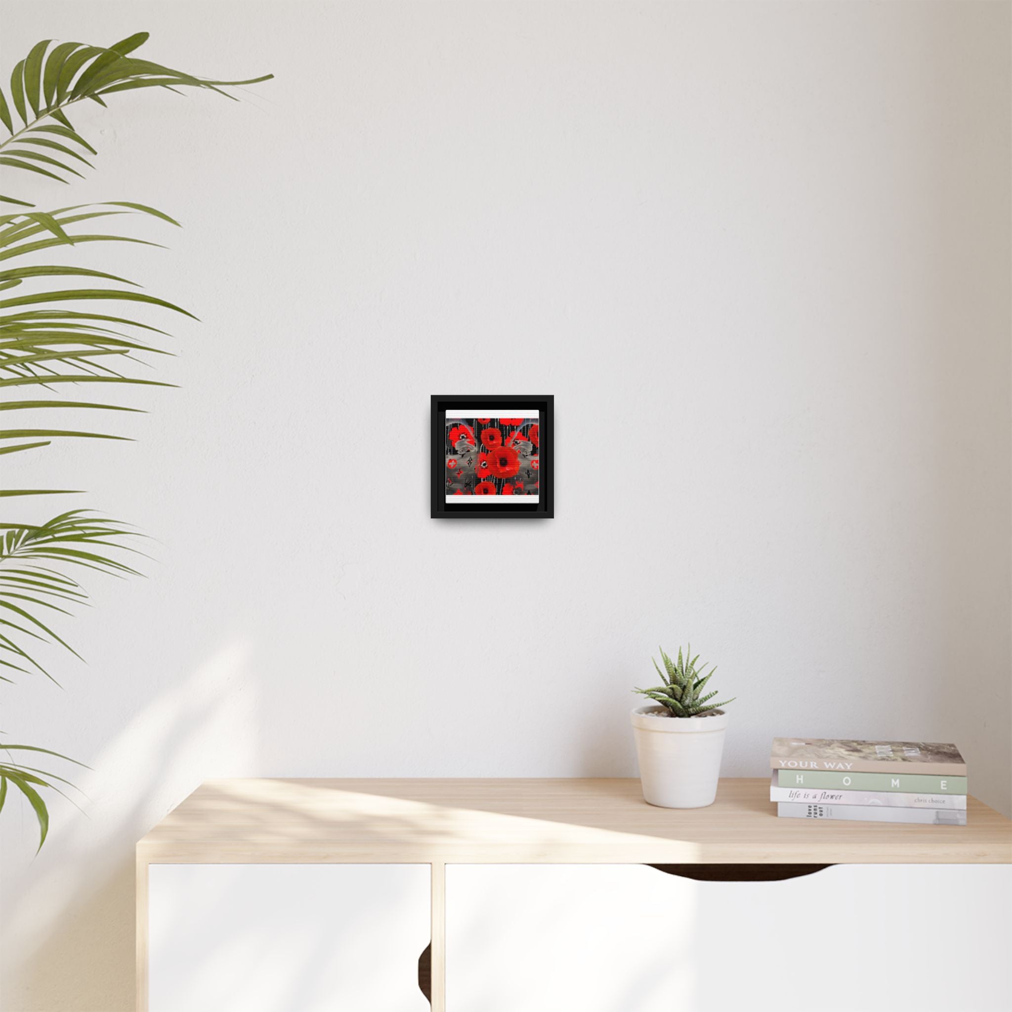 Framed Poppy Canvas Art — Bold Red Floral Wall Decor
