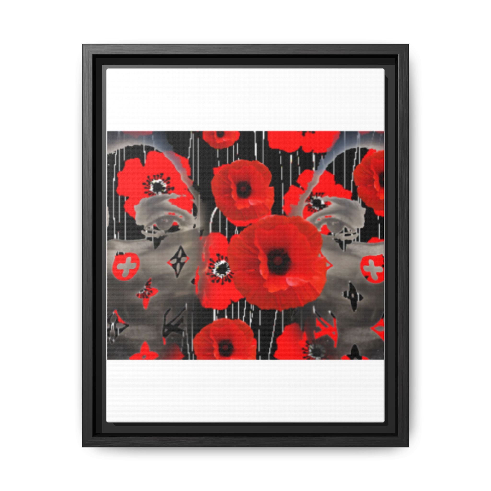 Framed Poppy Canvas Art — Bold Red Floral Wall Decor