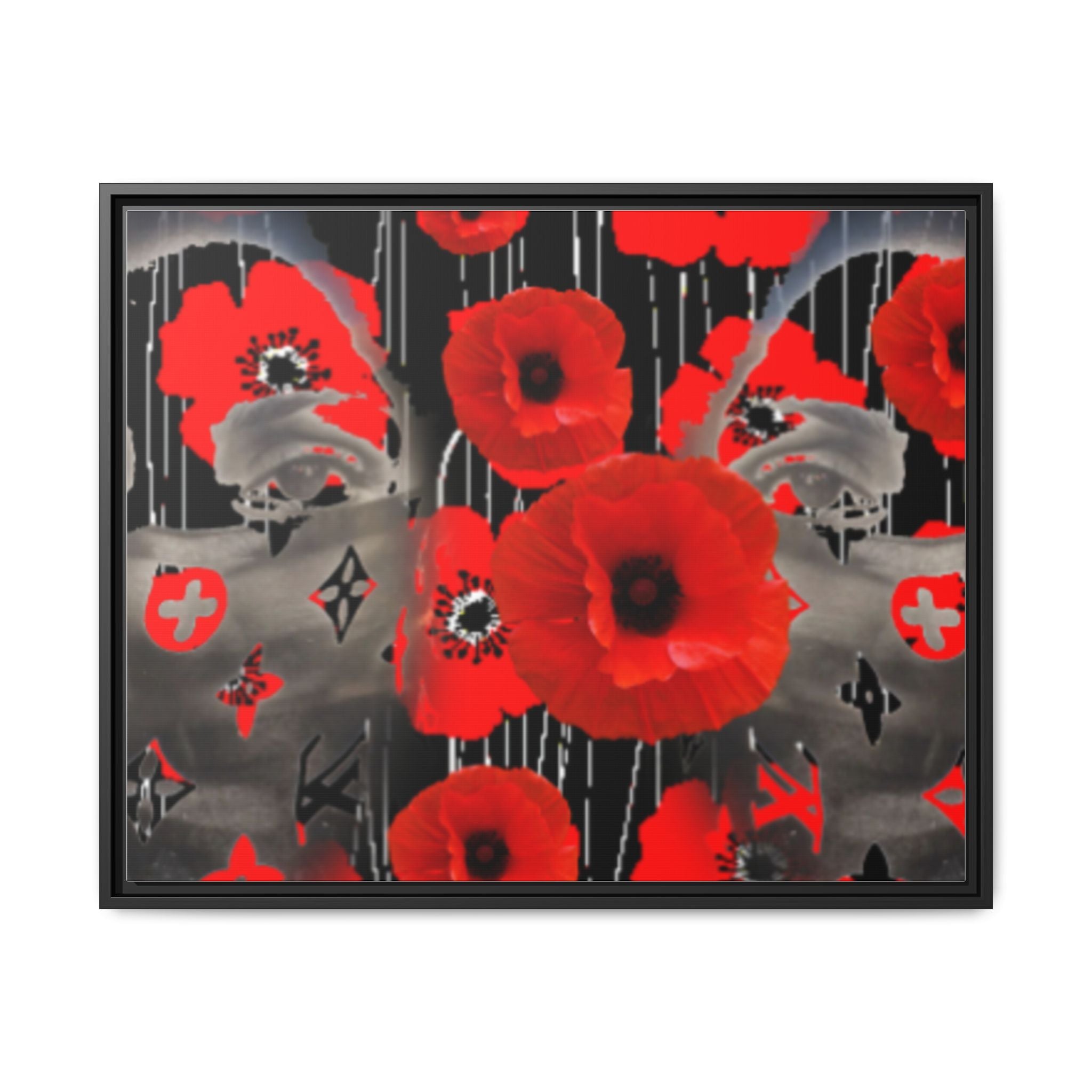 Framed Poppy Canvas Art — Bold Red Floral Wall Decor