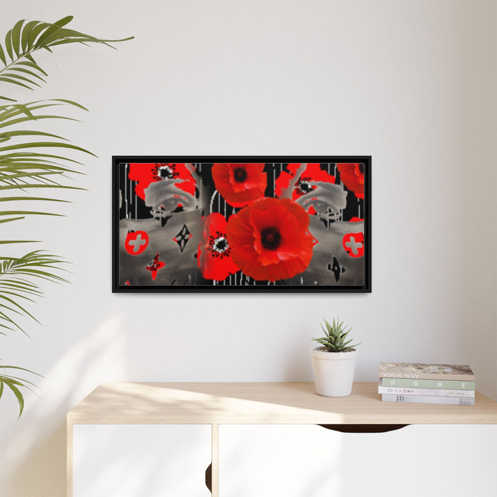 Framed Poppy Canvas Art — Bold Red Floral Wall Decor